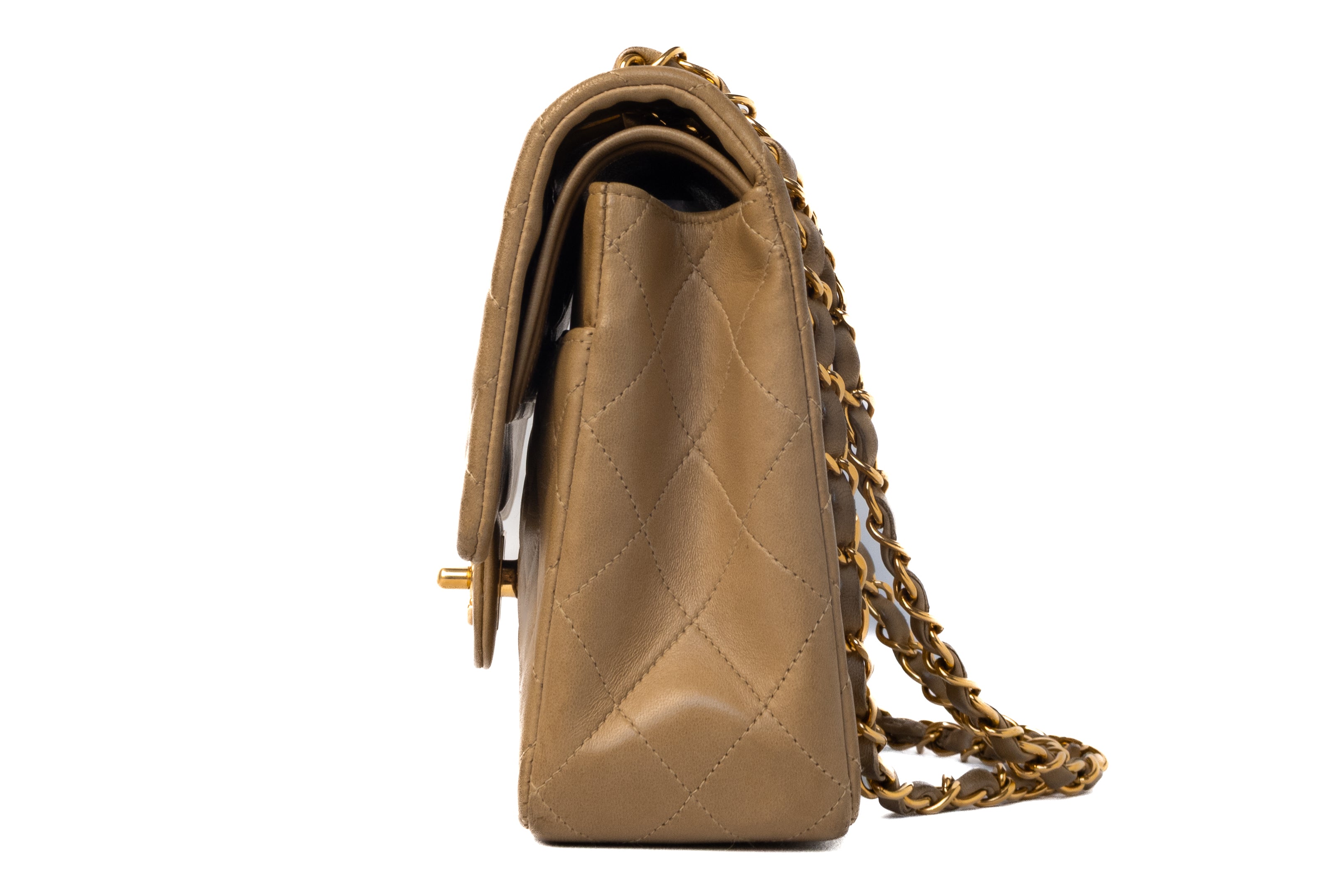 Chanel classic double flap medium camel caramel beige goud 24K hardware vintage 100% authentic