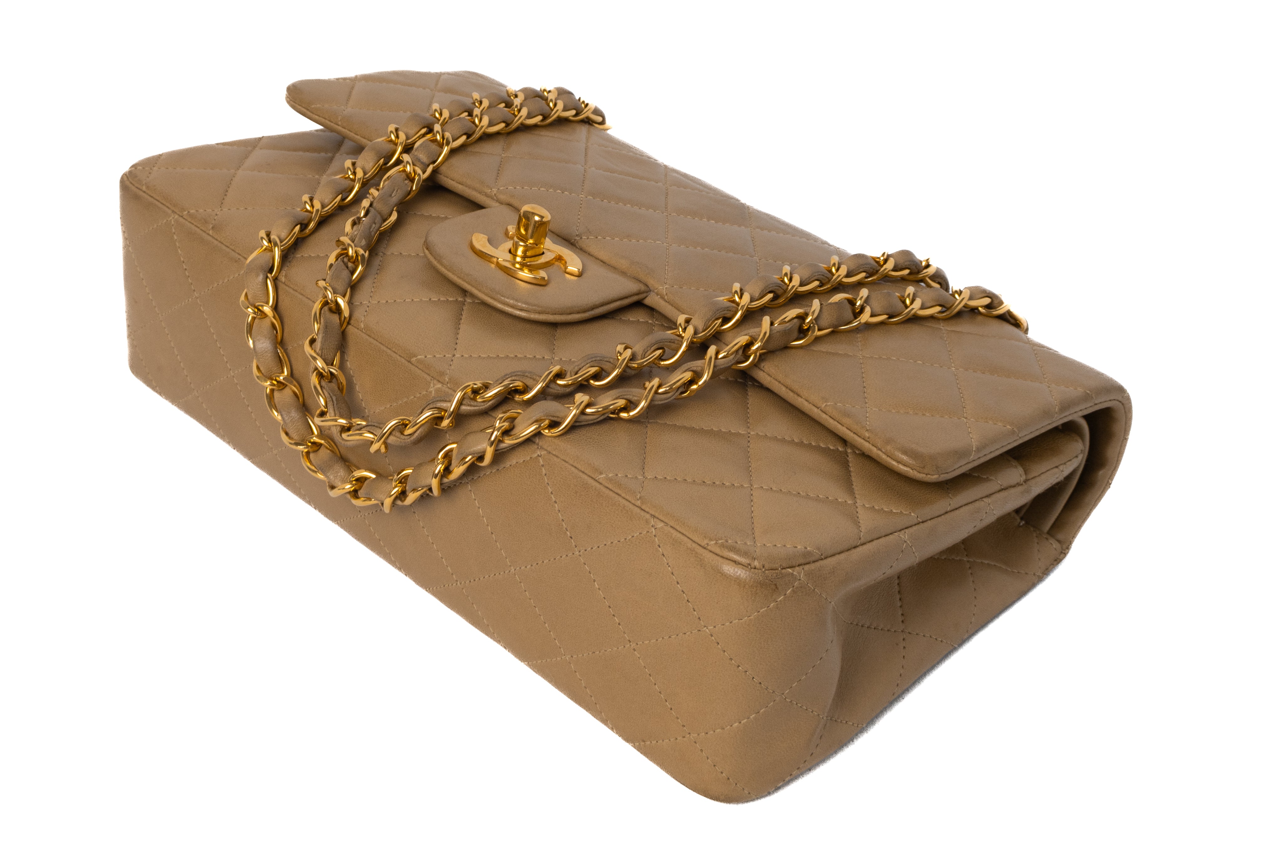 Chanel classic double flap medium camel caramel beige goud 24K hardware vintage 100% authentic