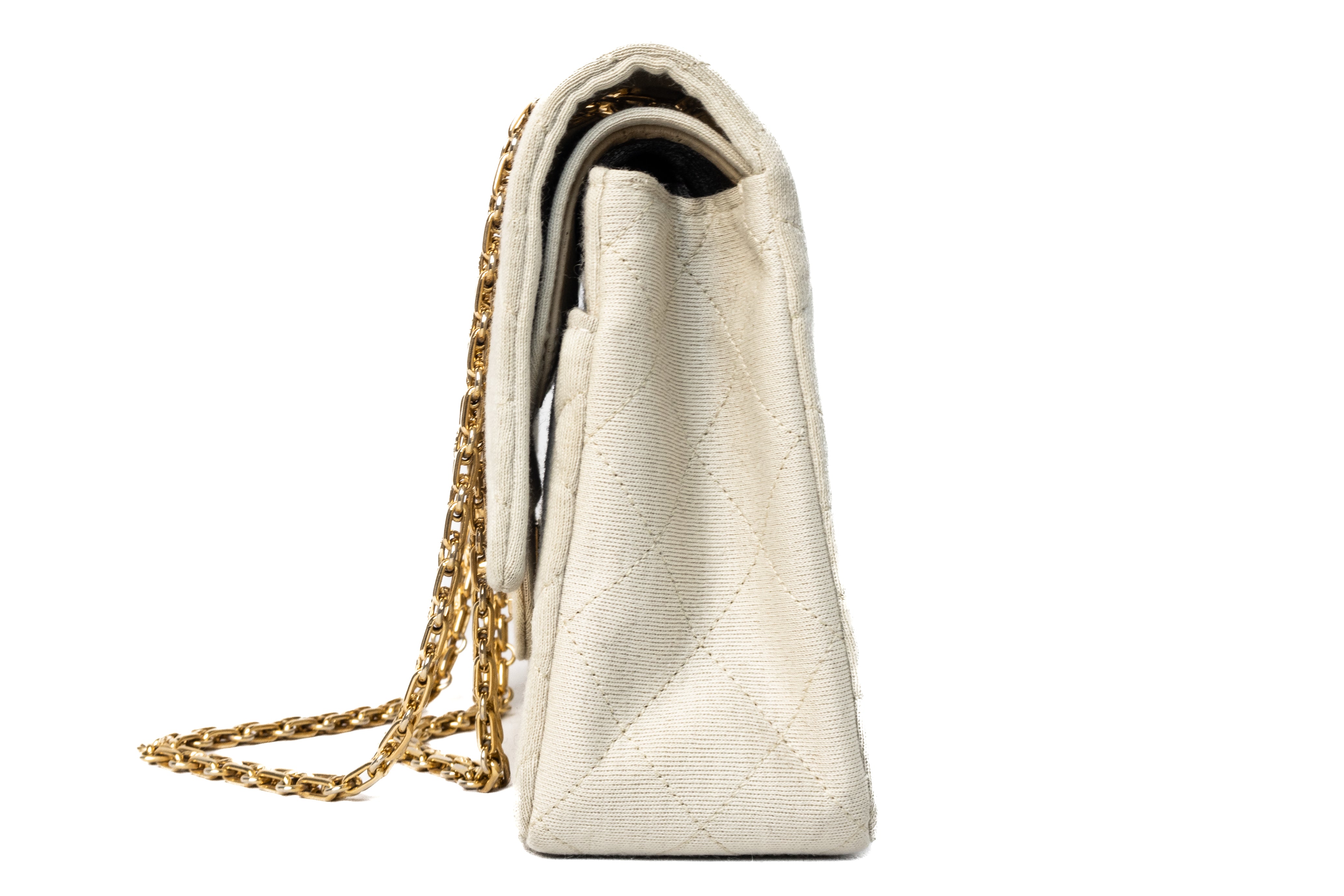 Chanel Medium Classic Double Flap Ivory Cotton