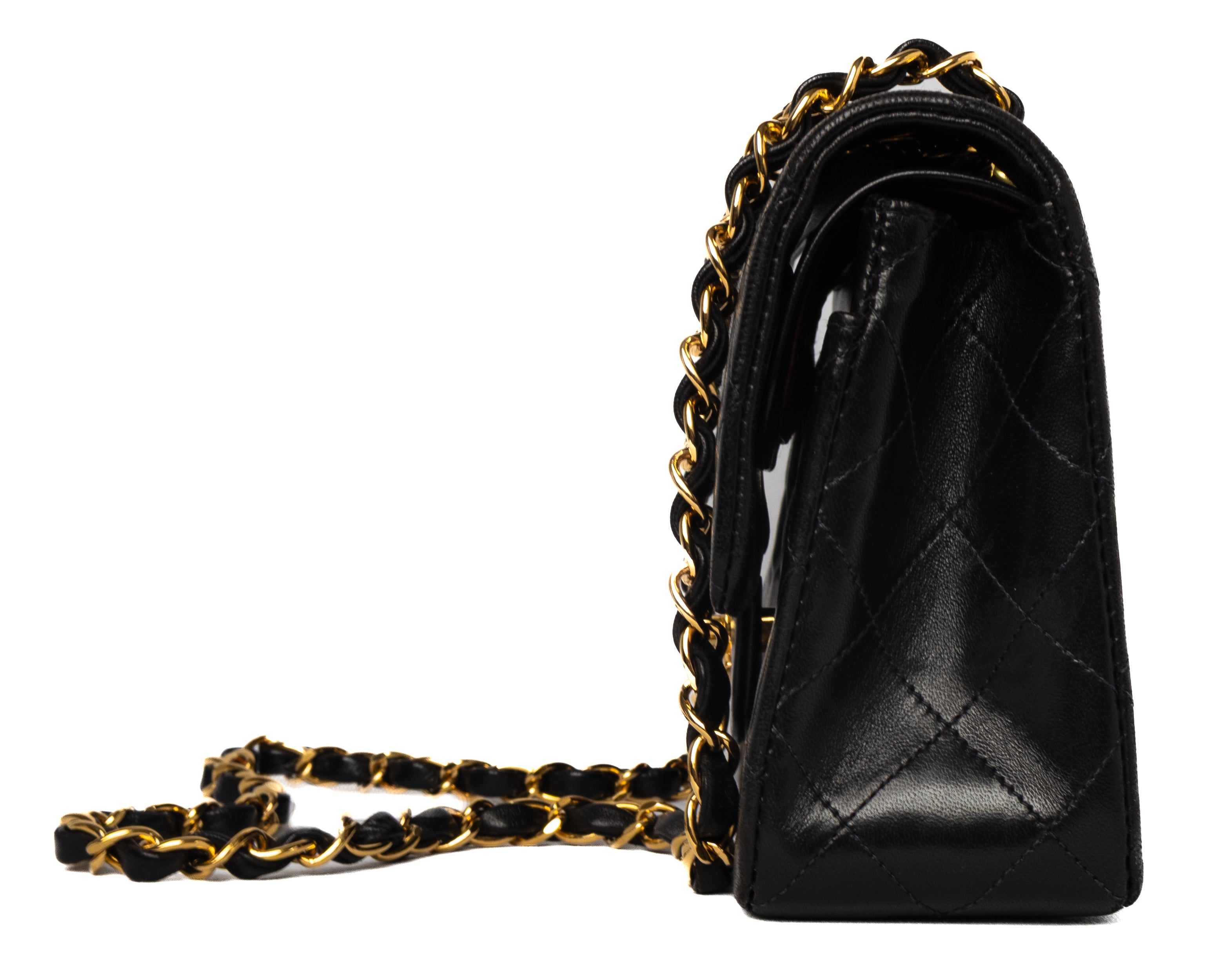 Vintage chanel classic double flap small black lambskin gold hardware