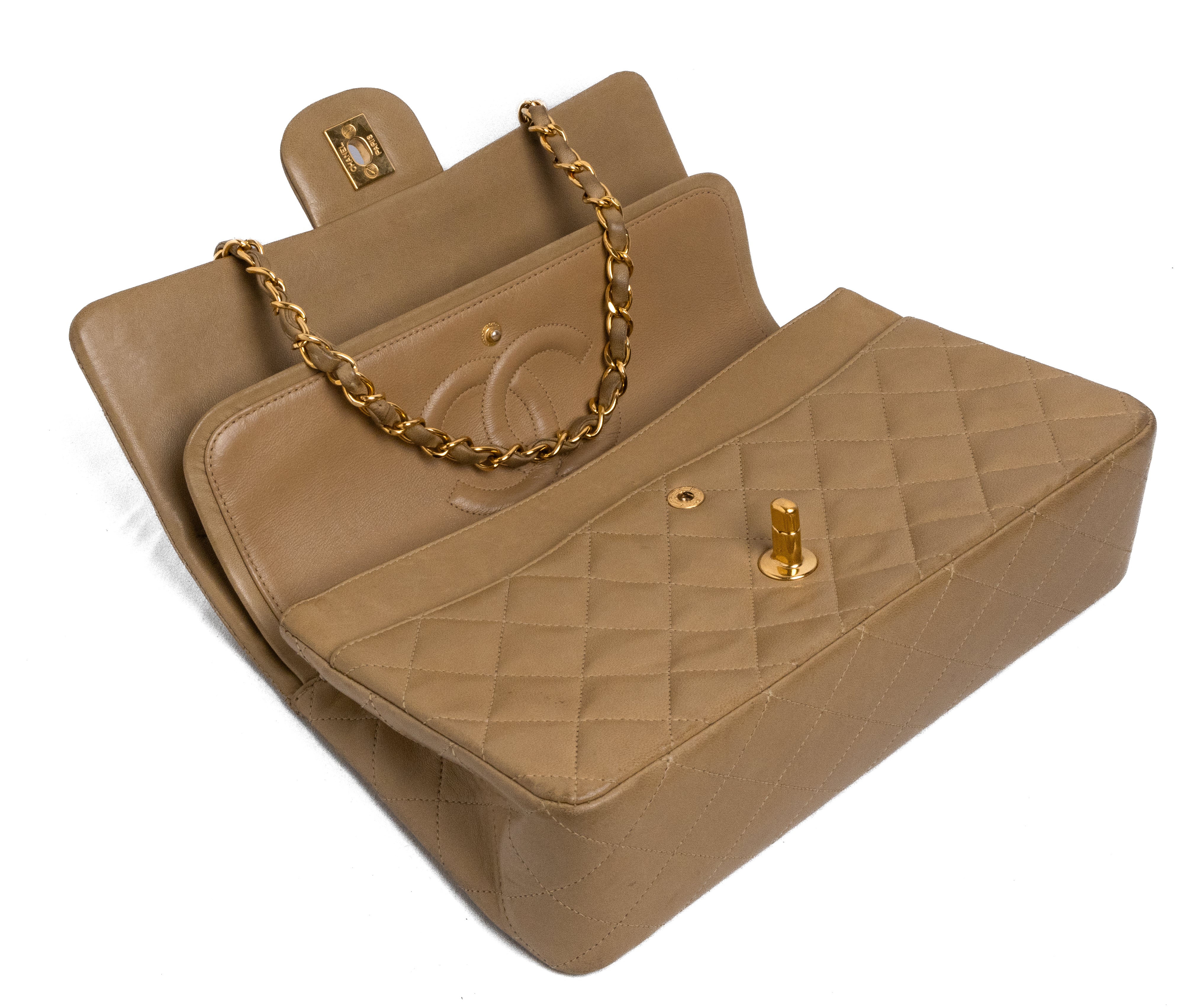 Chanel Medium Classic Double Flap Dark Beige