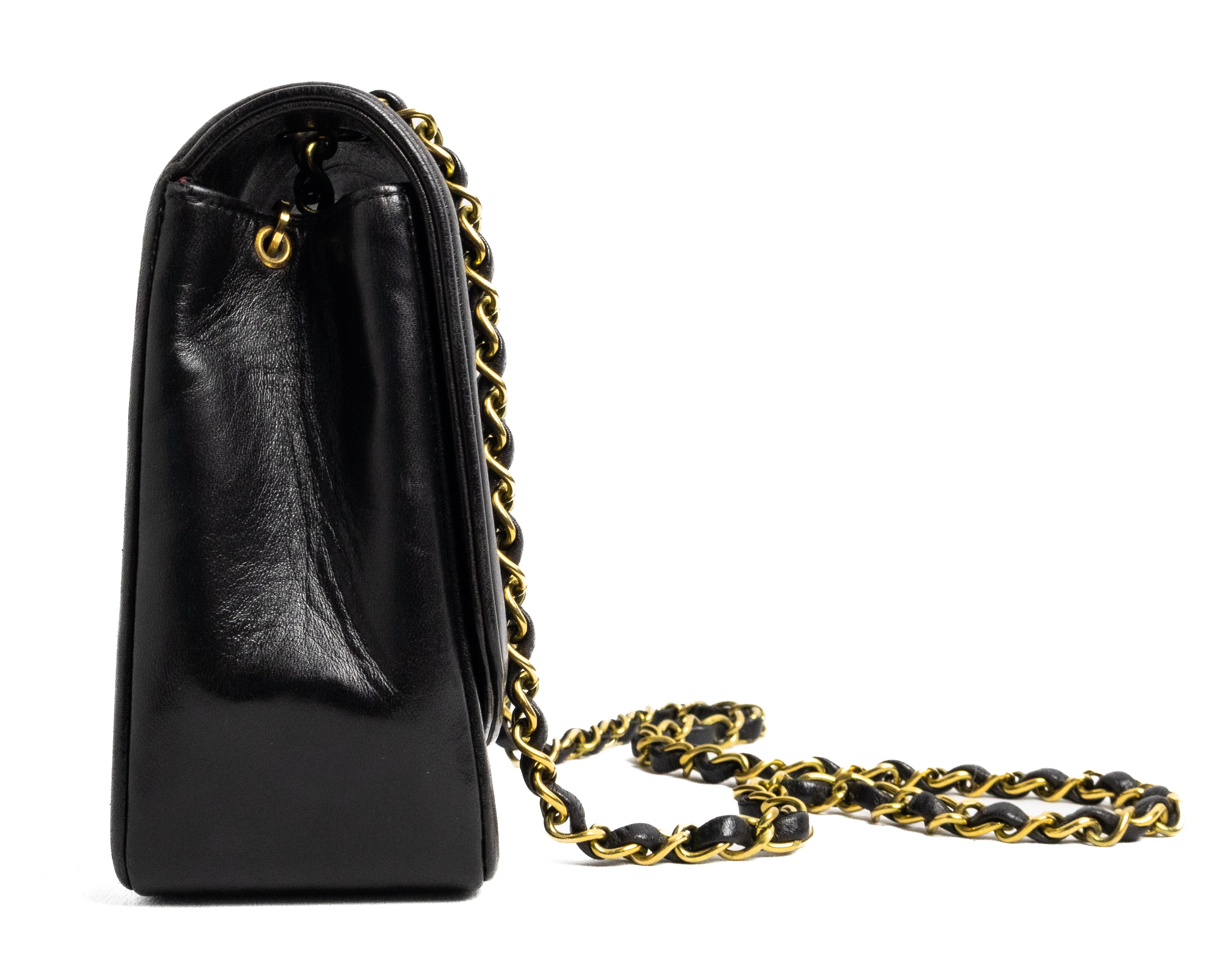 Chanel vintage medium diana bag authentic 24K gold black lambskin