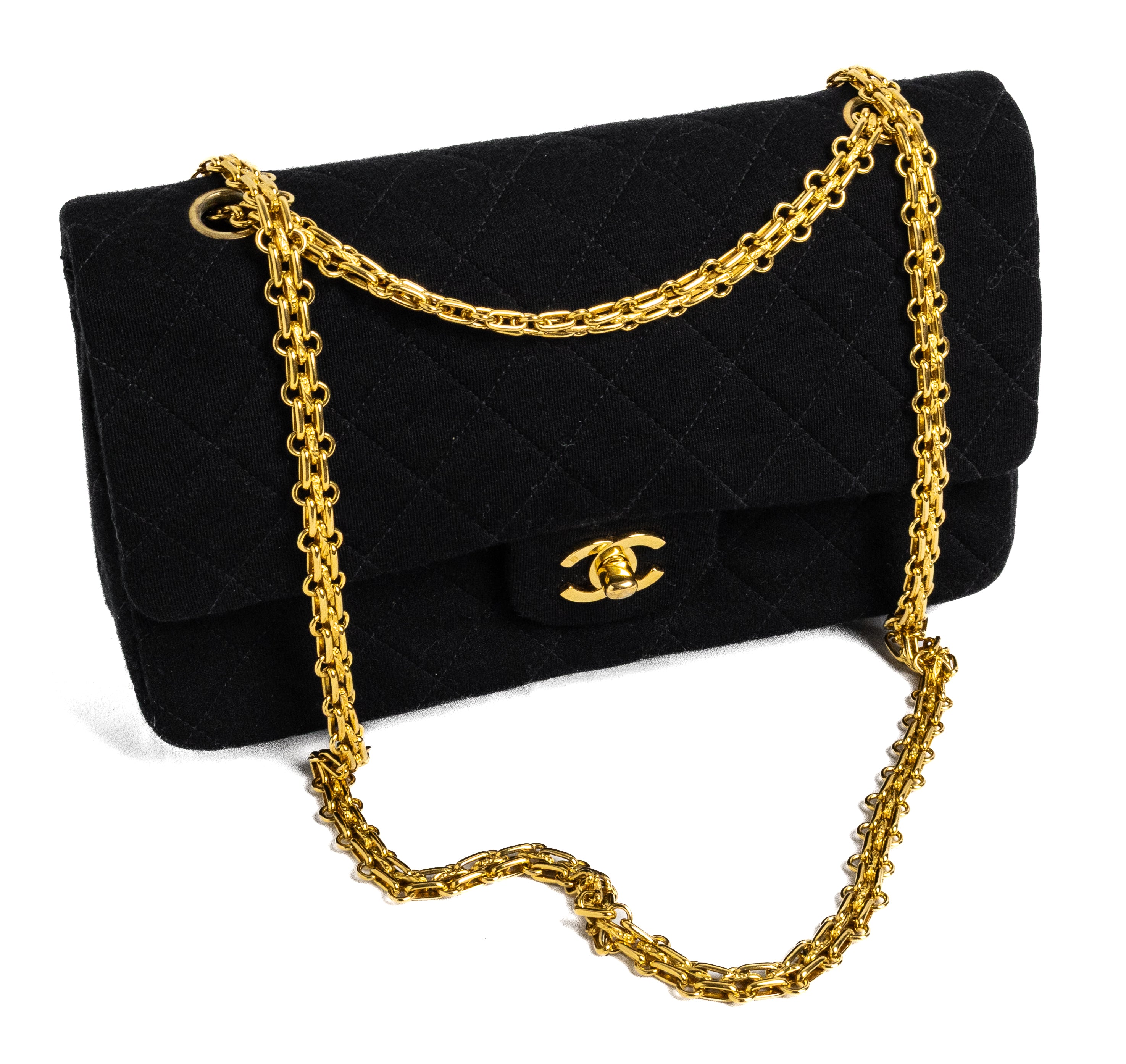 Chanel Classic Flap cotton black with 24k gold hardware