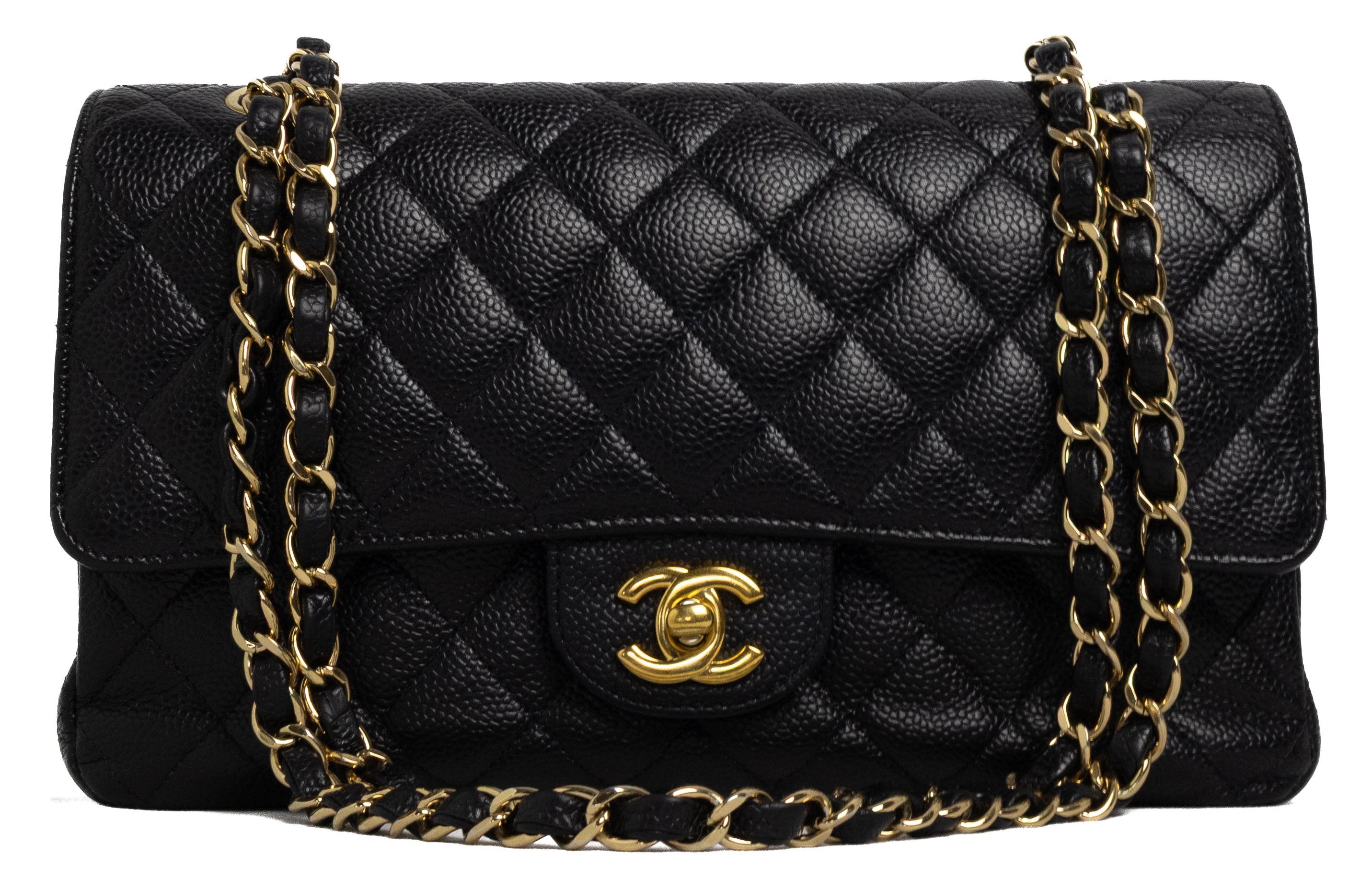 Chanel Caviar Classic Double Flap Gold hardware Black