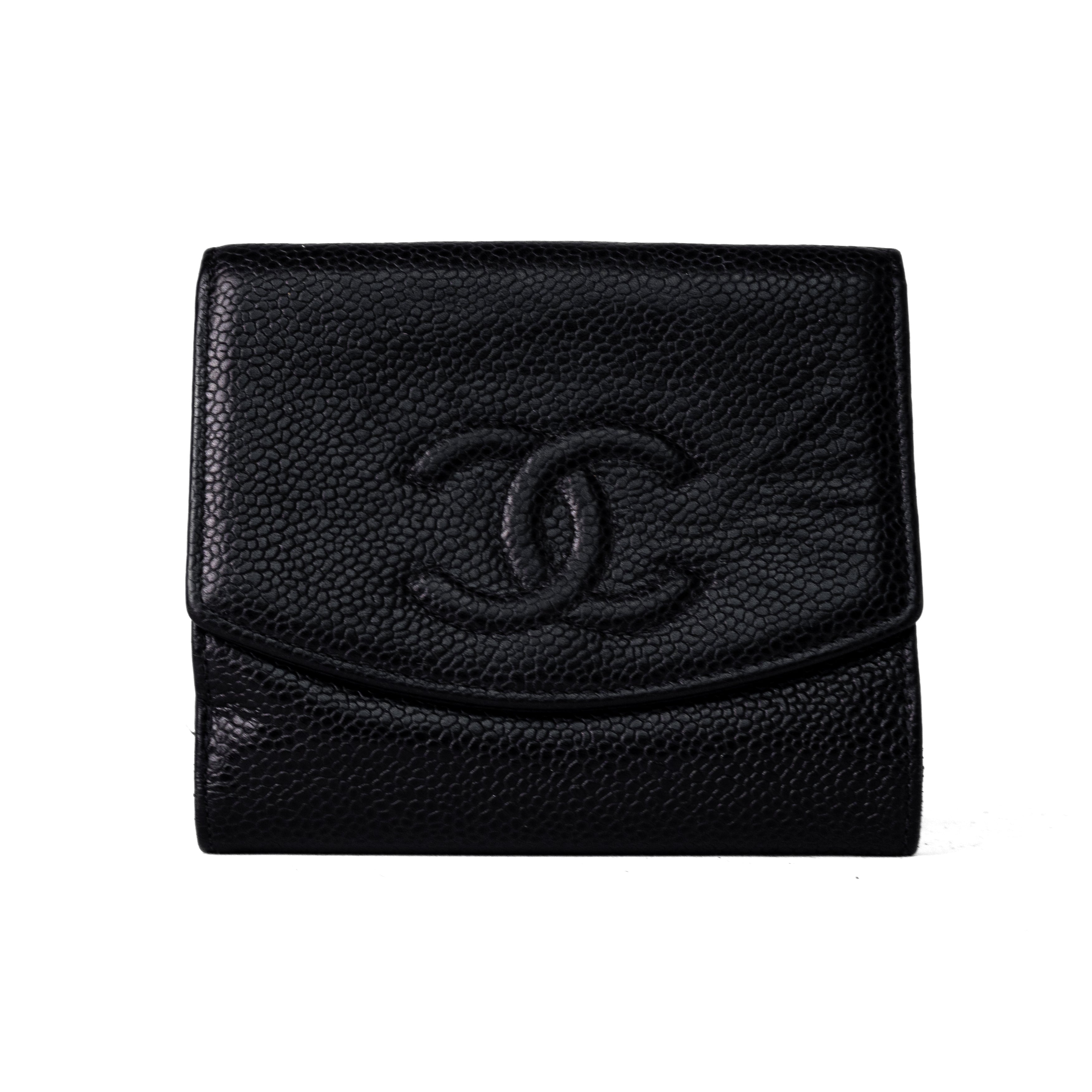 Chanel caviar calfskin trifold wallet black