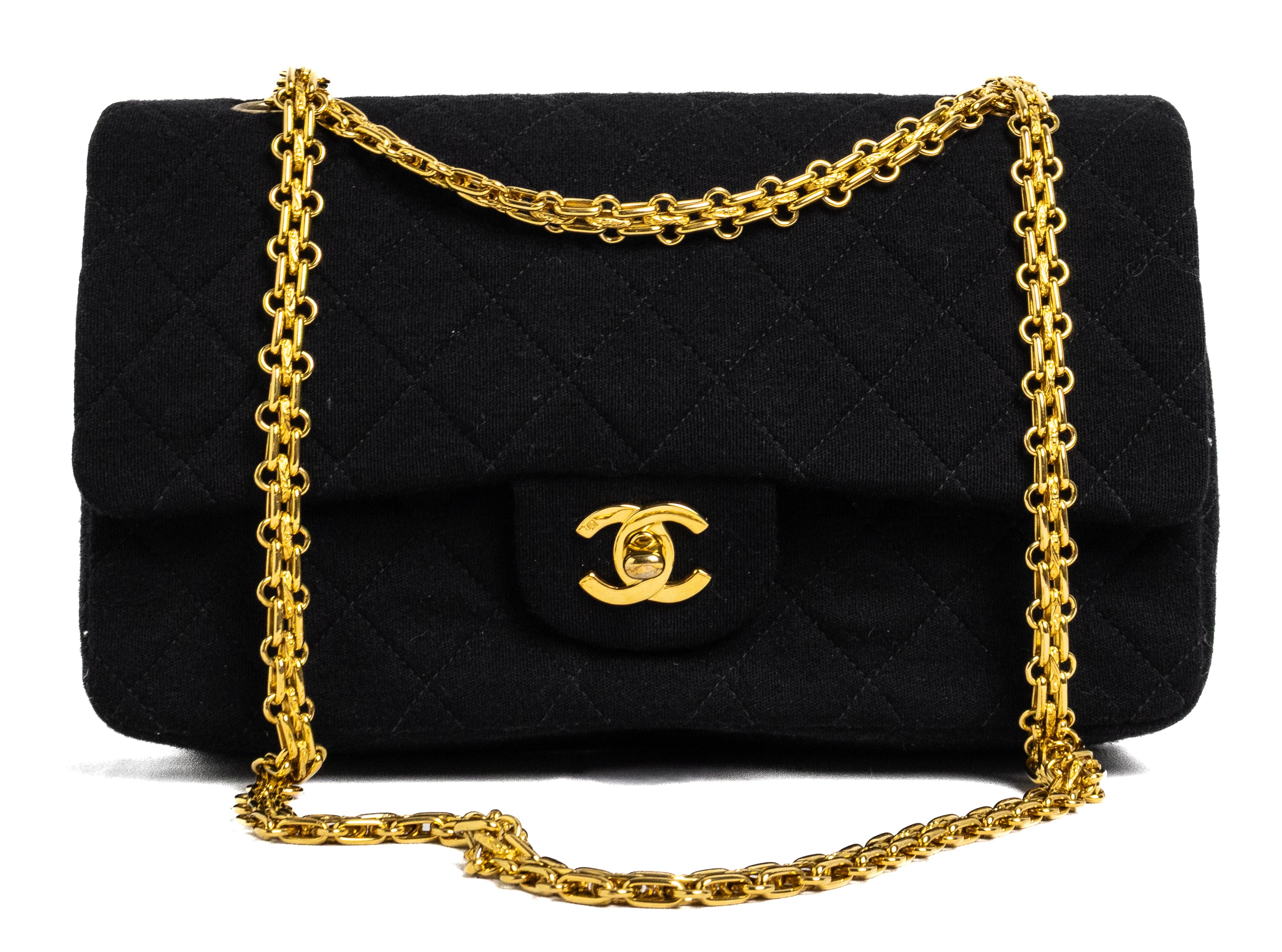Chanel Classic Flap cotton black with 24k gold hardware