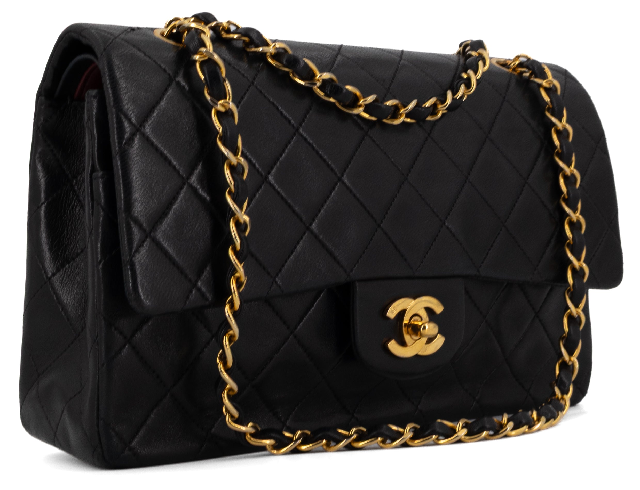 Chanel Medium Classic Double Flap Zwart Lamsleer Goud Hardware