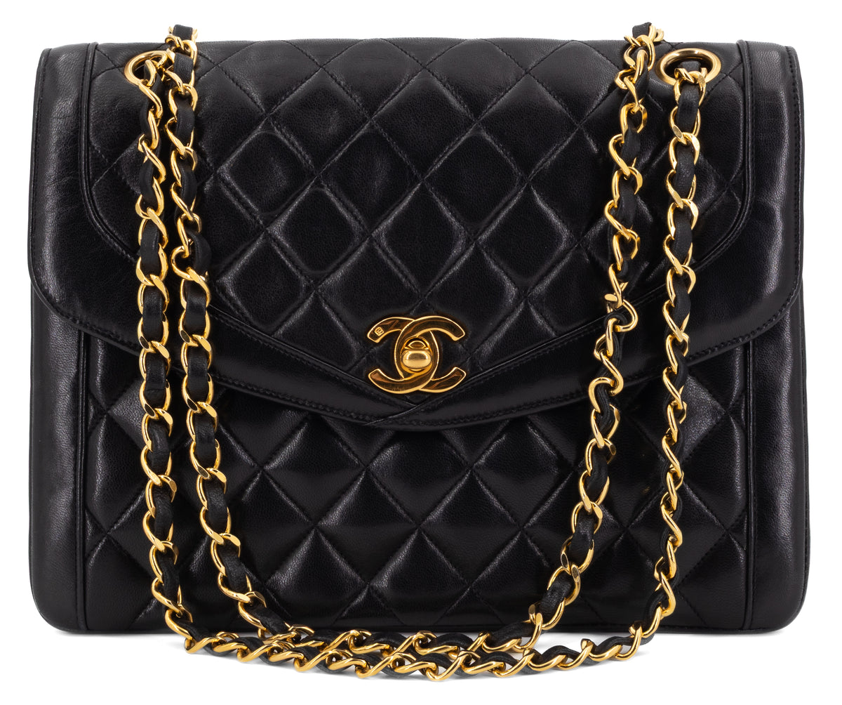 Chanel Single Flap Zwart Lamsleer Goud Hardware
