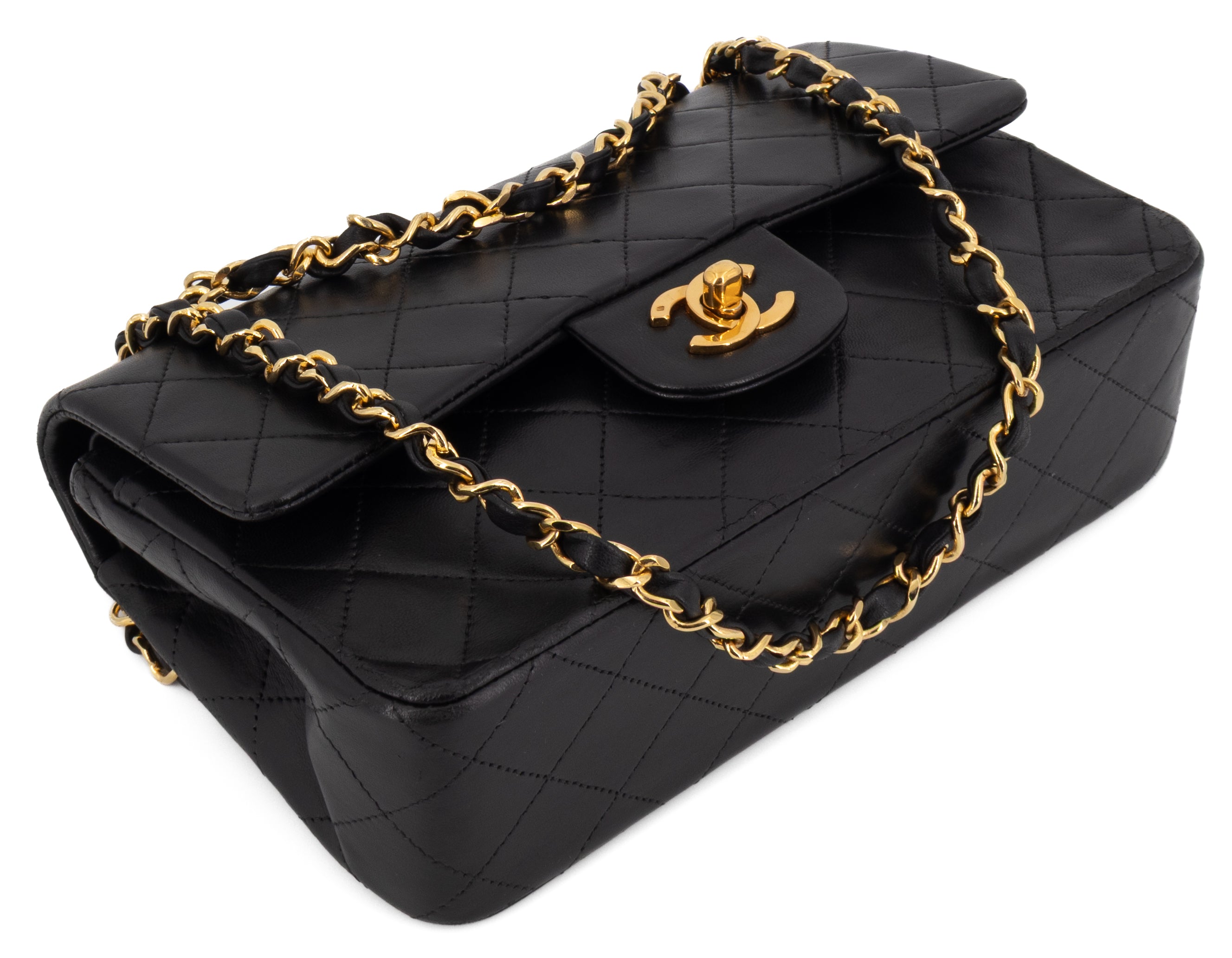 Chanel Small Classic Double Flap Zwart Lamsleer Goud Hardware