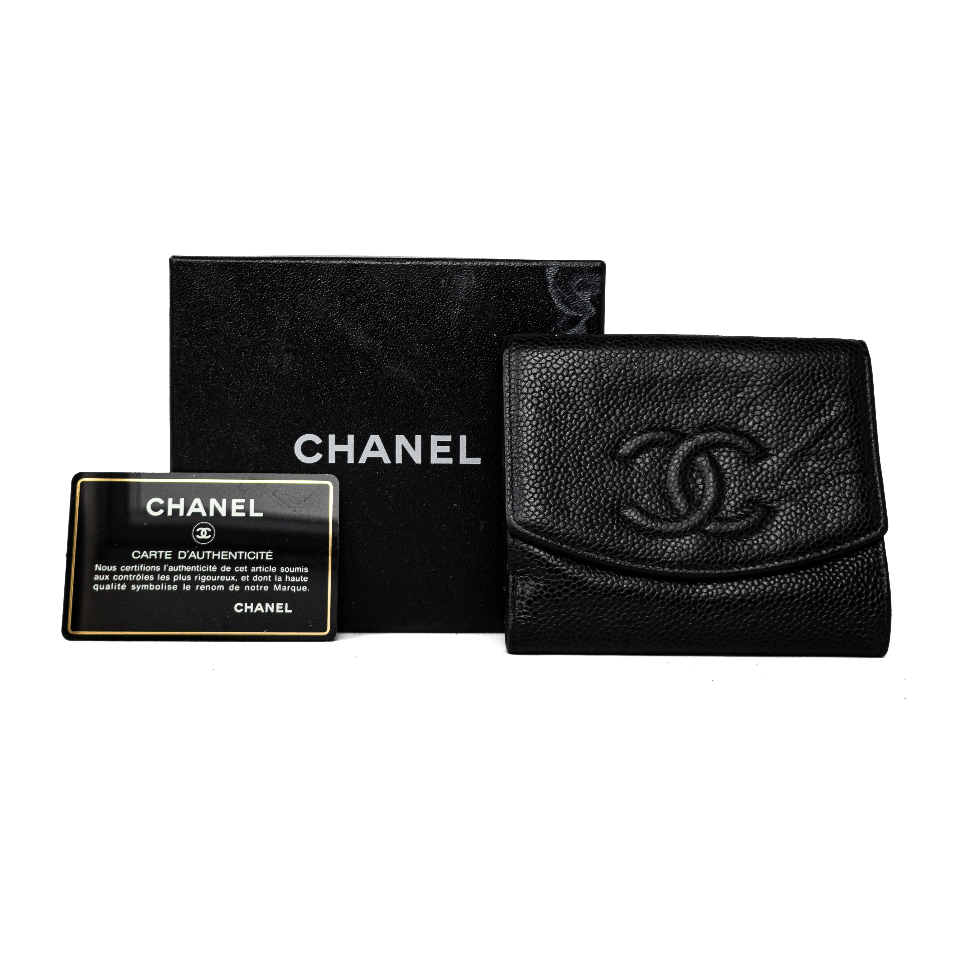 Chanel caviar calfskin trifold wallet black