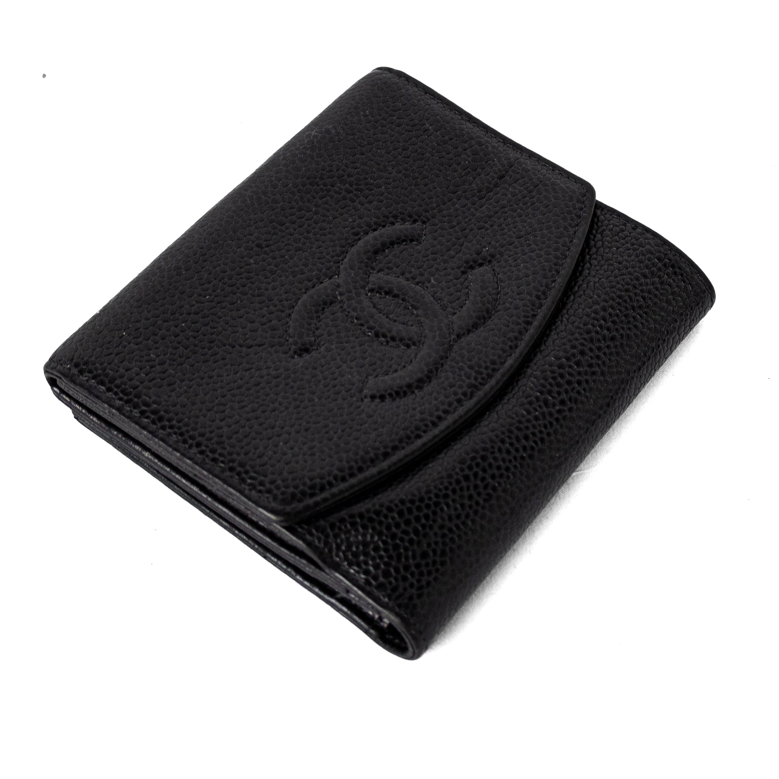 Chanel caviar calfskin trifold wallet black