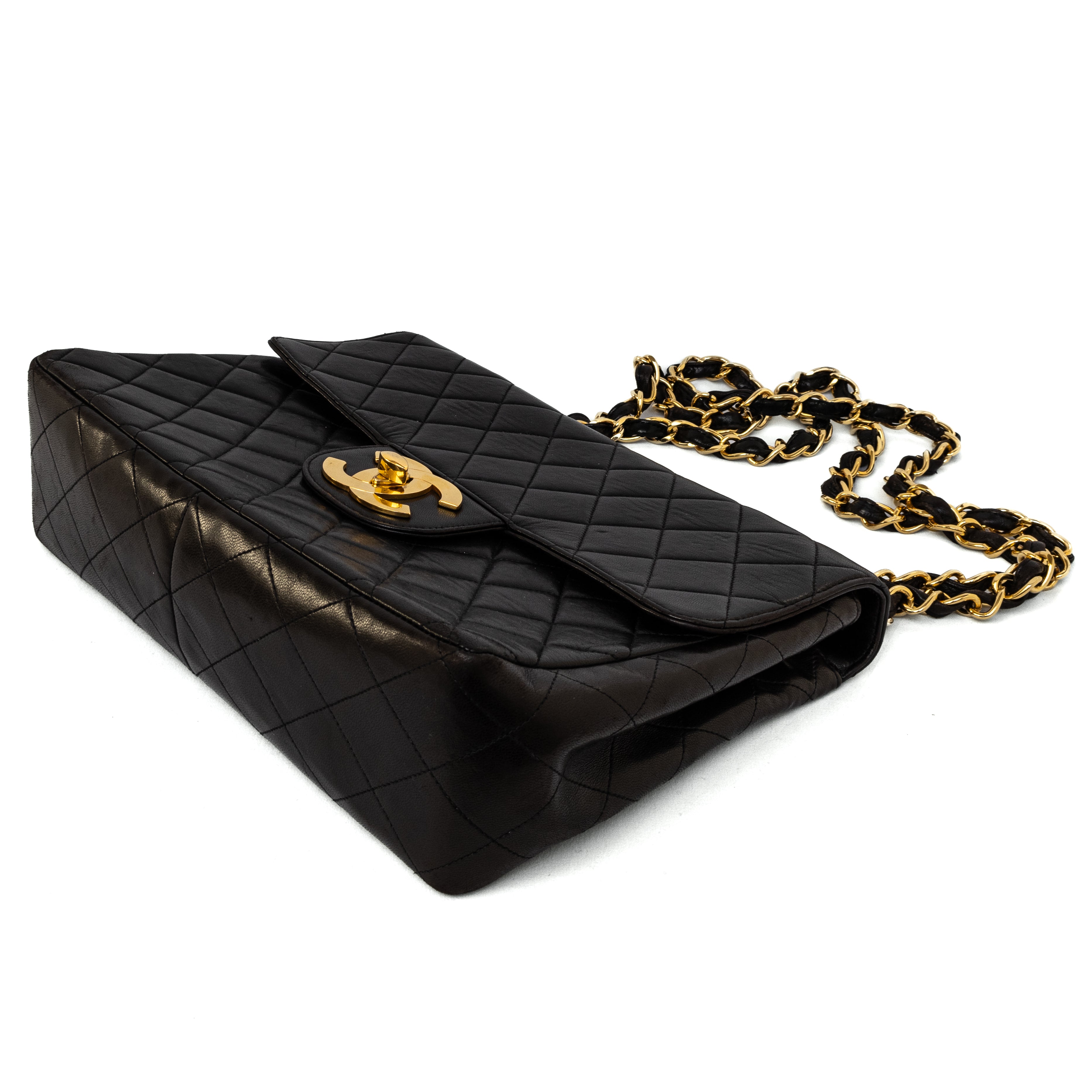 Chanel vintage Jumbo Bag black lambskin 24K gold hardware