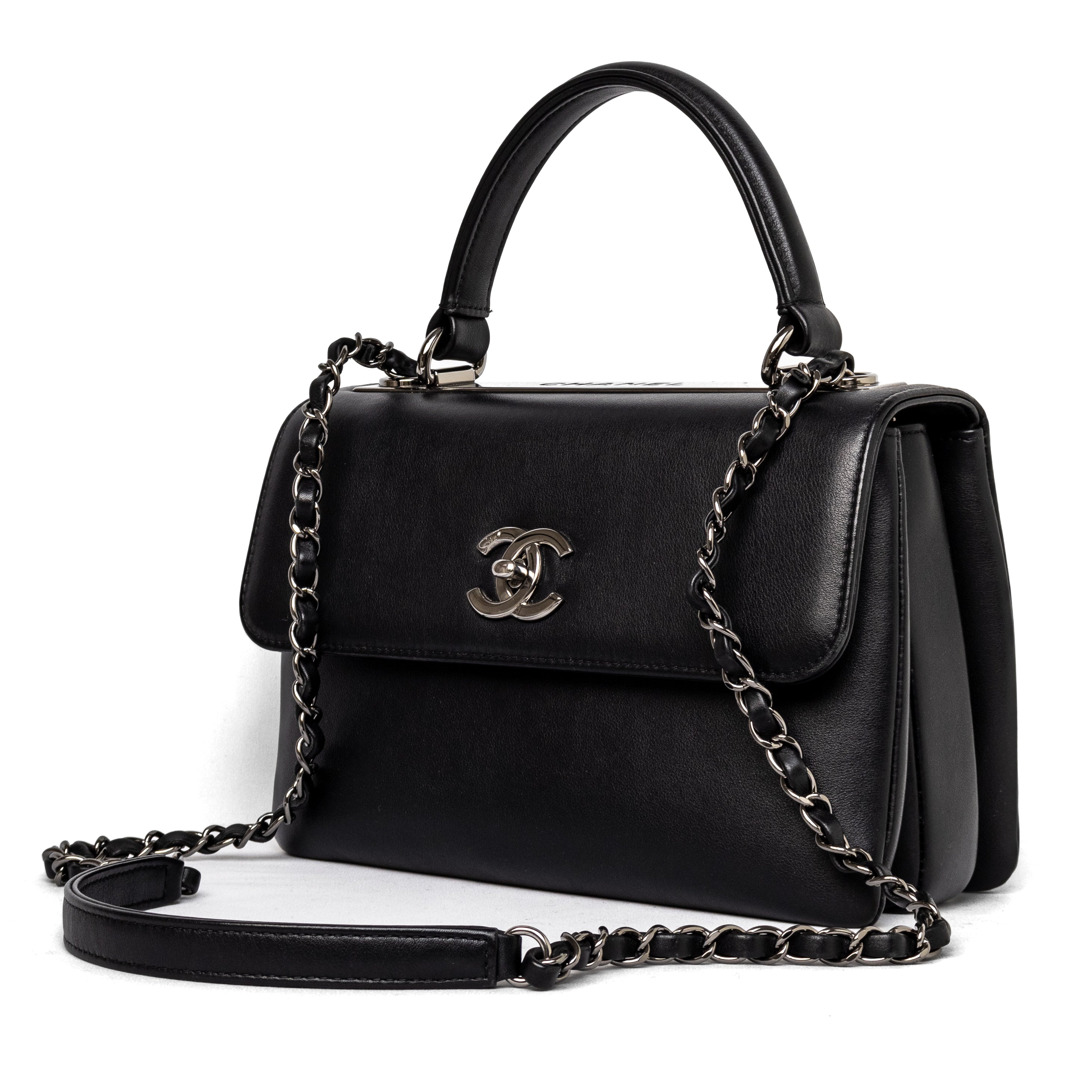 Chanel trendy CC medium black calfskin leather hardware gunmetal silver 2019