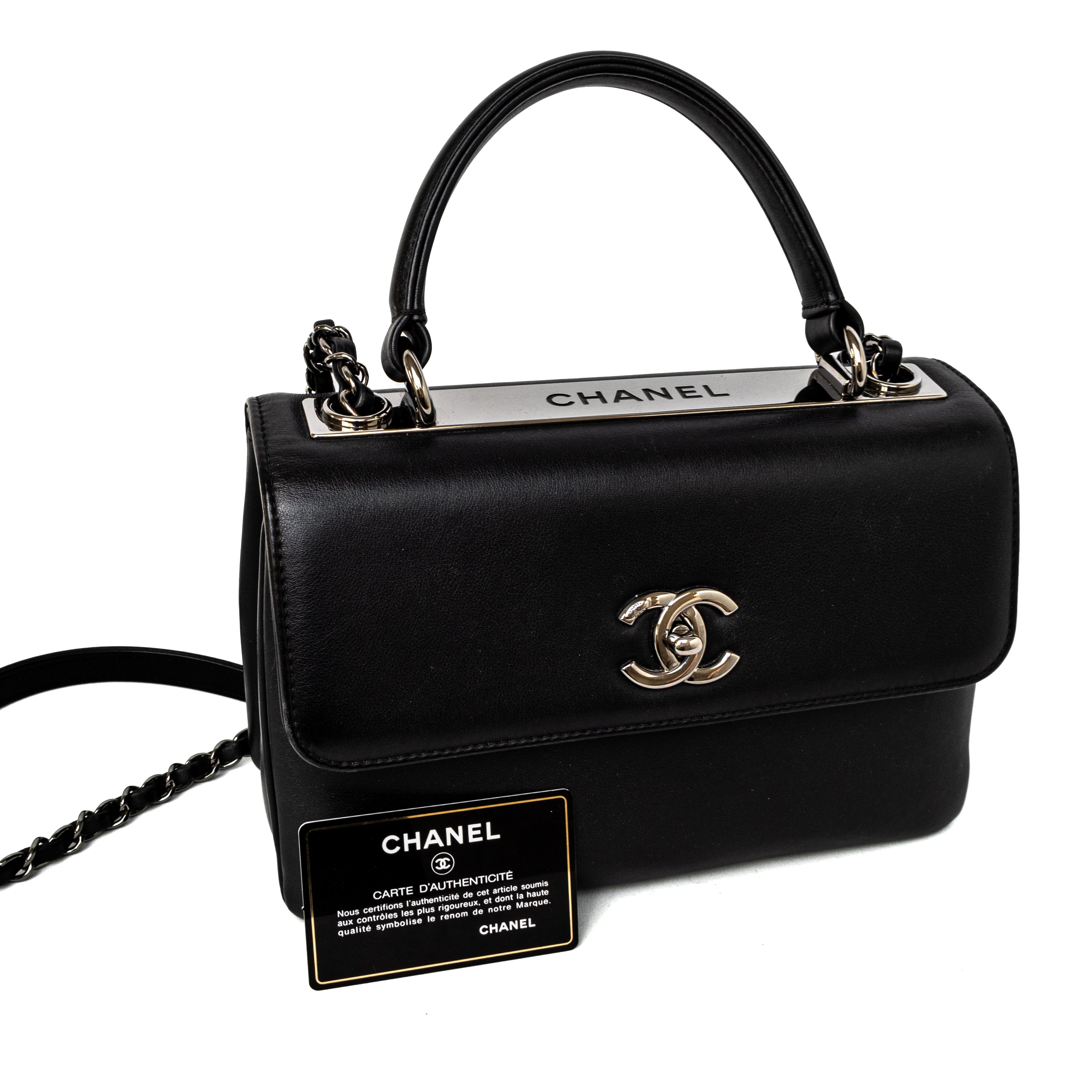 Chanel trendy CC medium black calfskin leather hardware gunmetal silver 2019