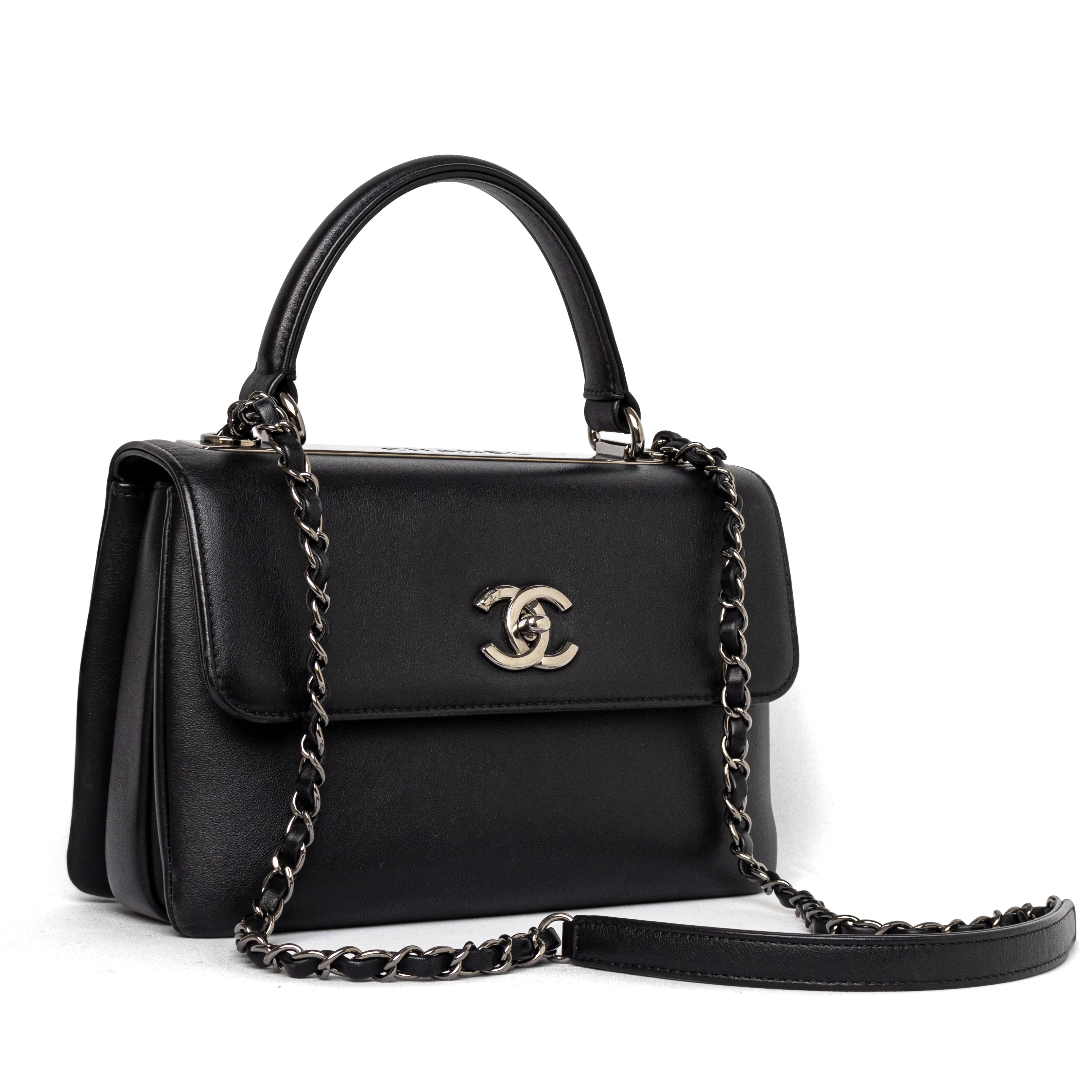 Chanel trendy CC medium black calfskin leather hardware gunmetal silver 2019