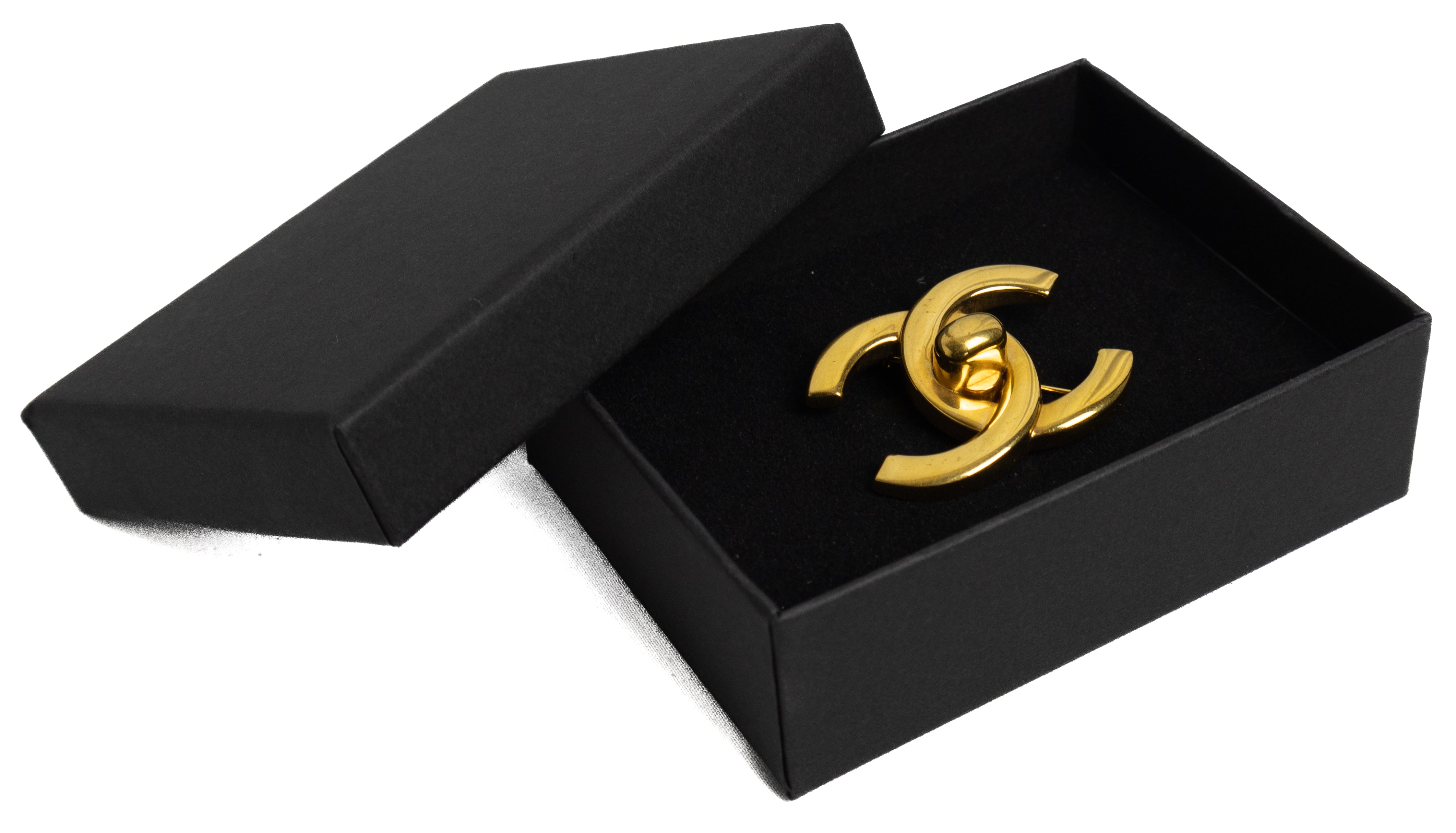 Chanel vintage turn lock broche gold