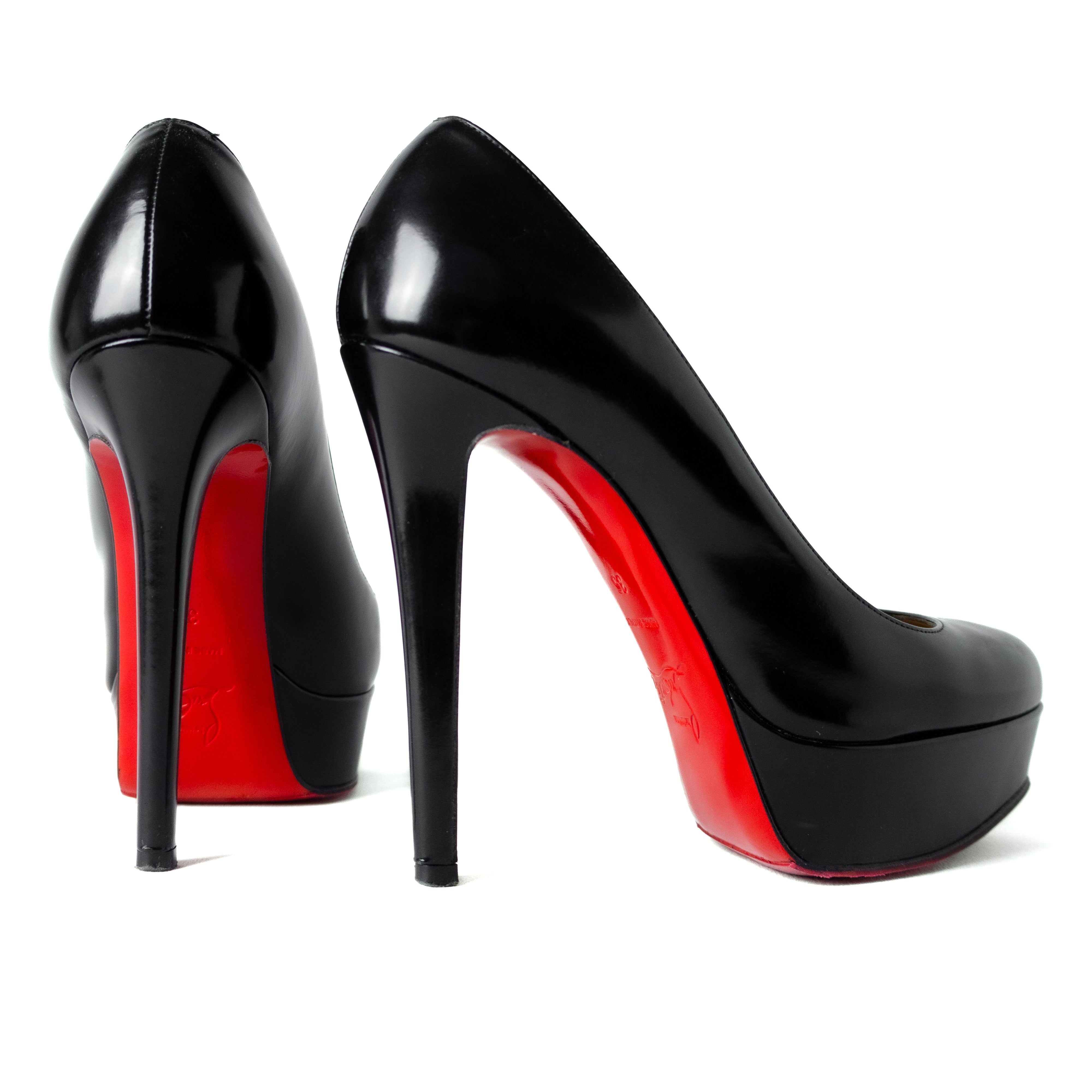 Christian louboutin bianca pumps black calfskin leather red soles size 35