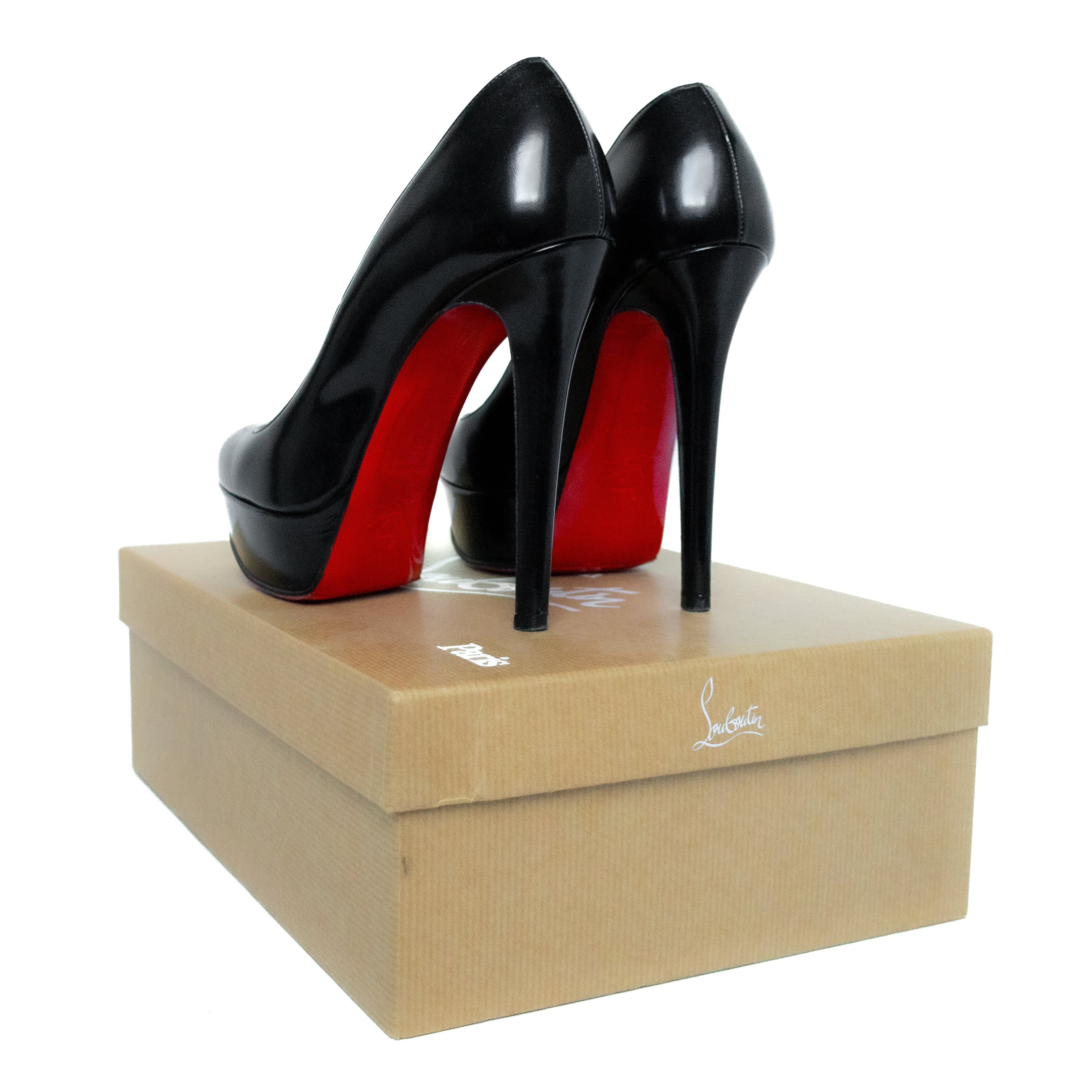 Christian louboutin bianca pumps black calfskin leather red soles size 35