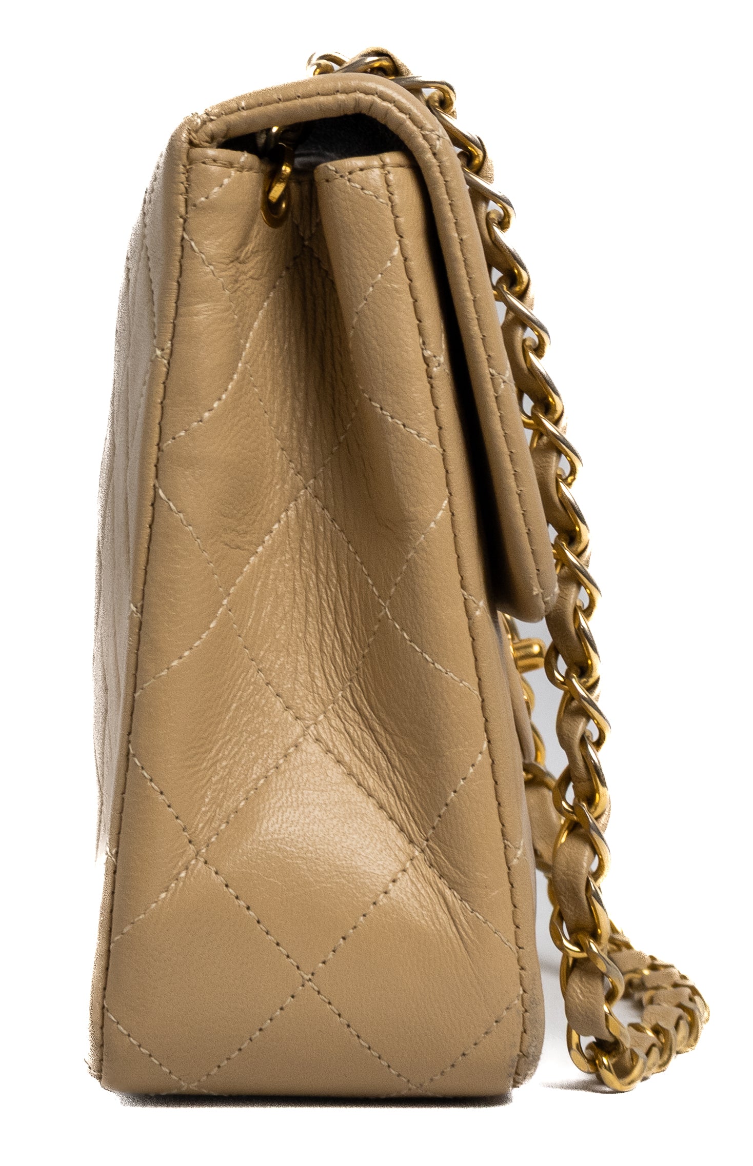 Chanel Mini Square Beige Lamsleer Goud Hardware