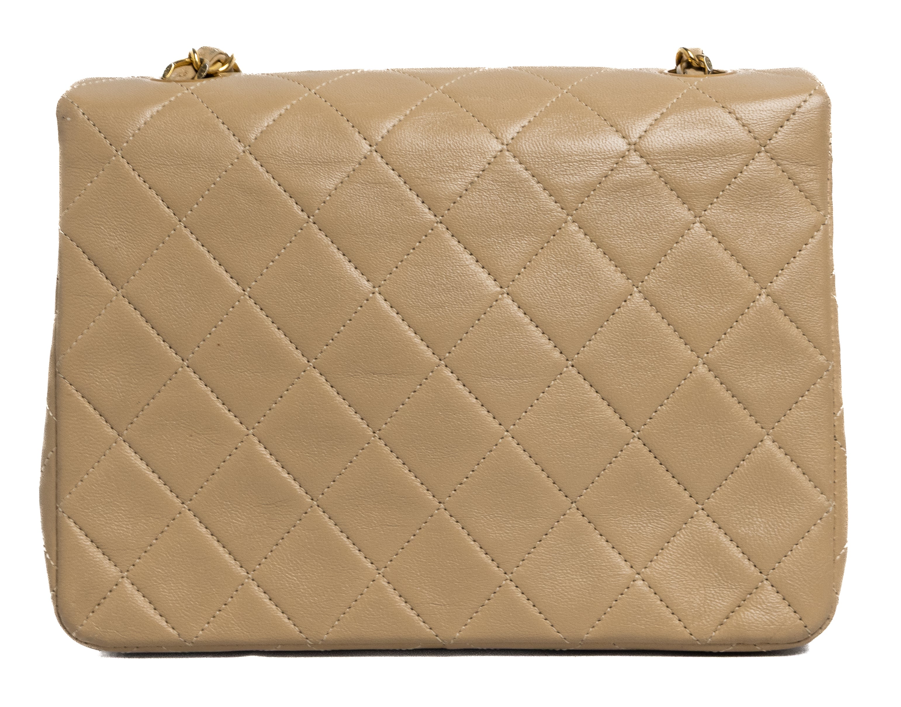 Chanel Mini Square Beige Lamsleer Goud Hardware