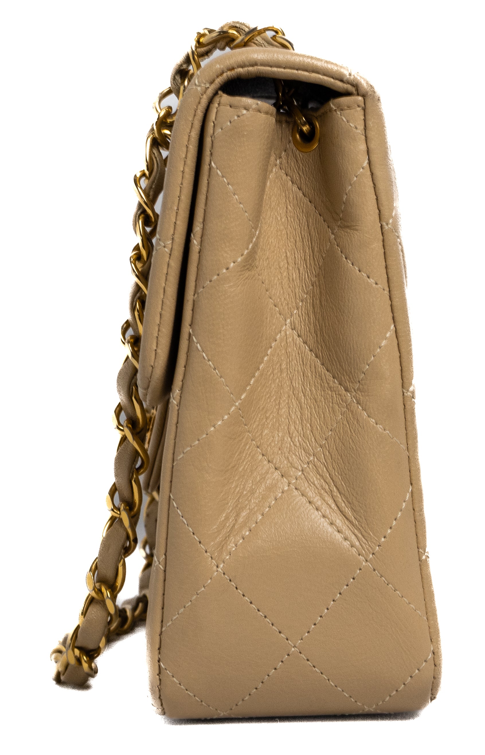 Chanel Mini Square Beige Lamsleer Goud Hardware