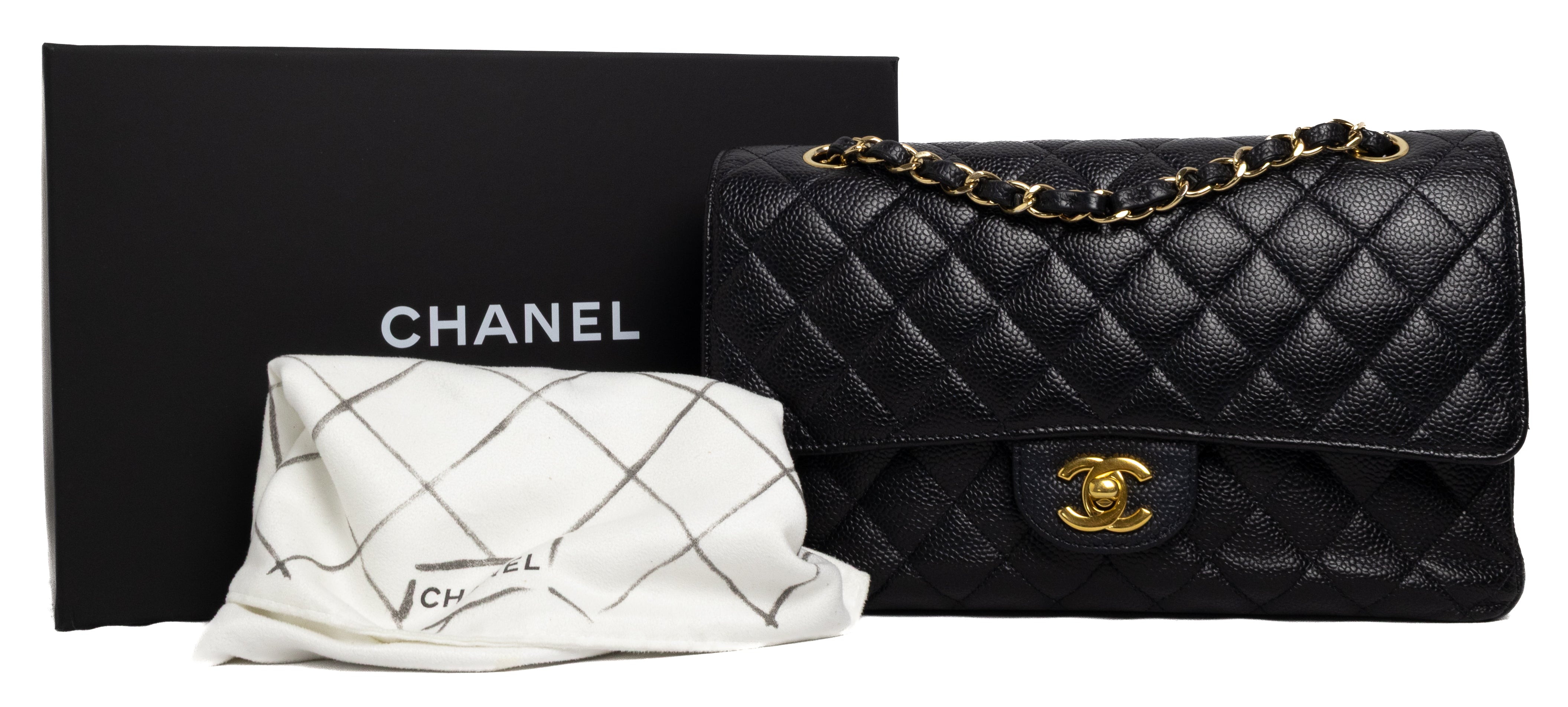 Chanel Caviar Classic Double Flap Gold hardware Black