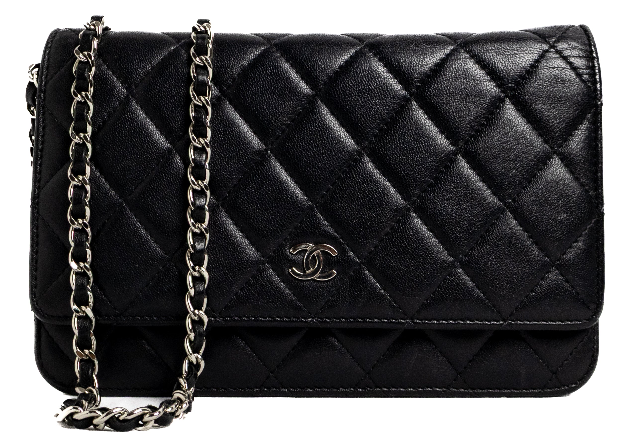Chanel Wallet on Chain Zwart Lamsleer Zilver Hardware 