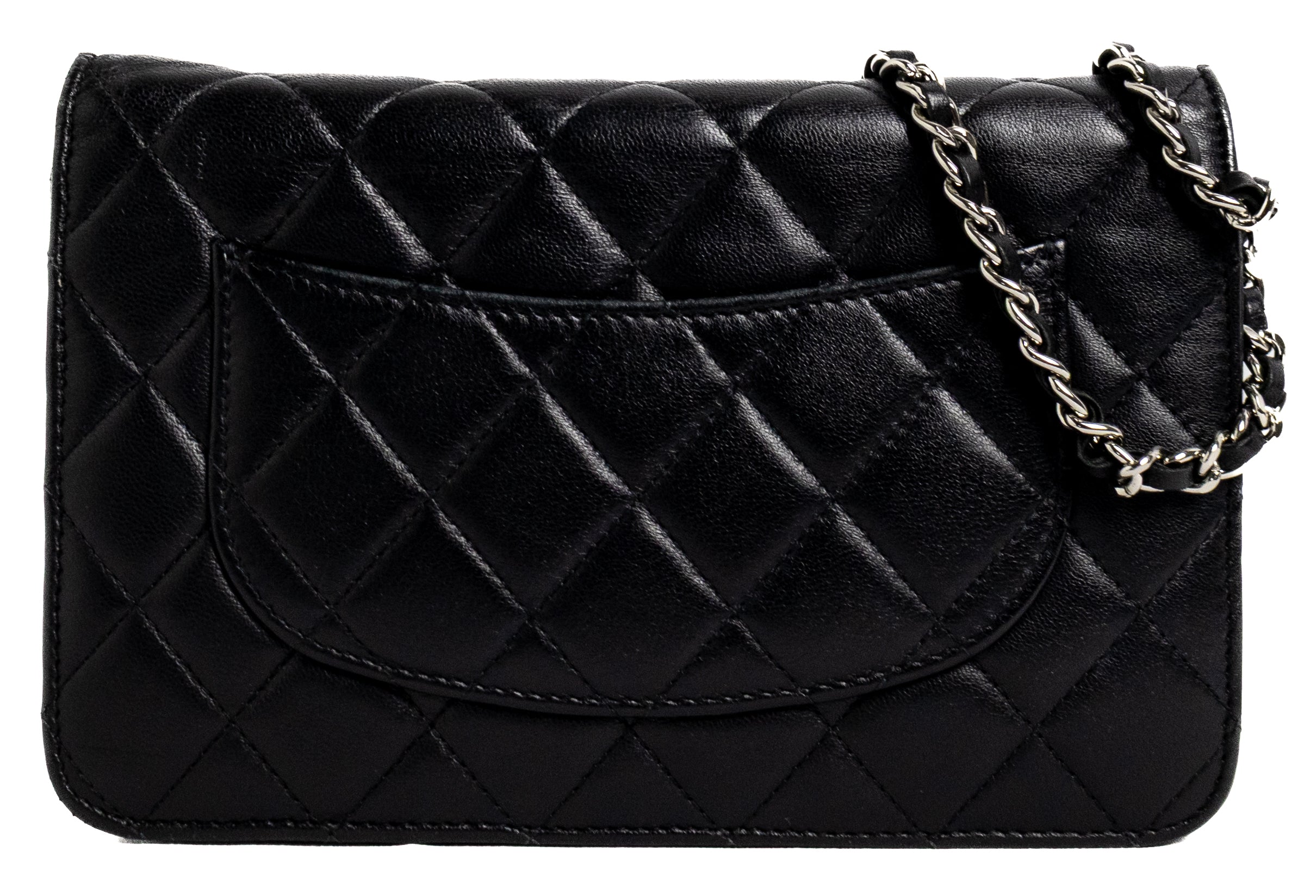 Chanel Wallet on Chain Zwart Lamsleer Zilver Hardware 