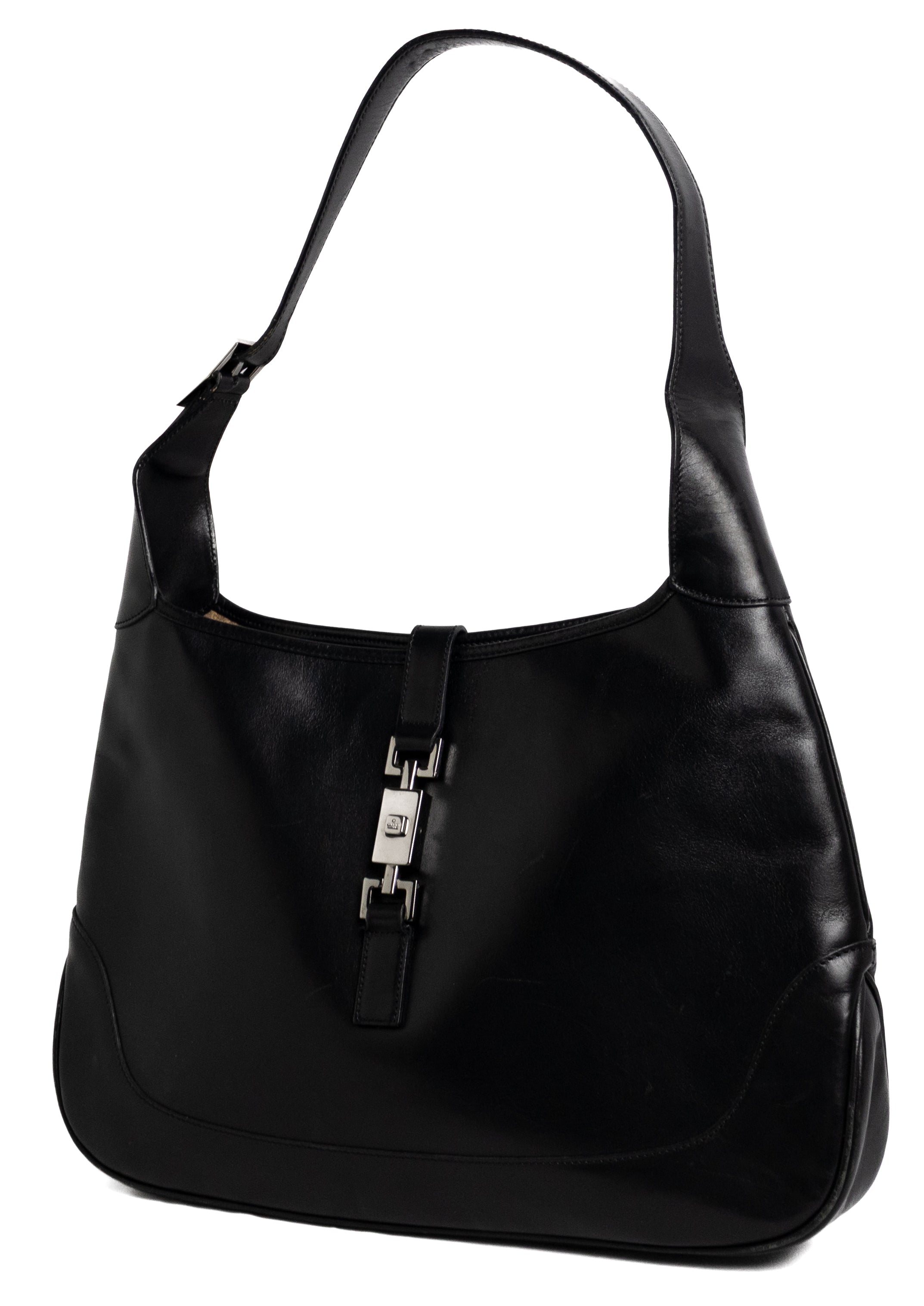 Gucci Jackie 1961 Large Zwart Boxleer Zilver Hardware