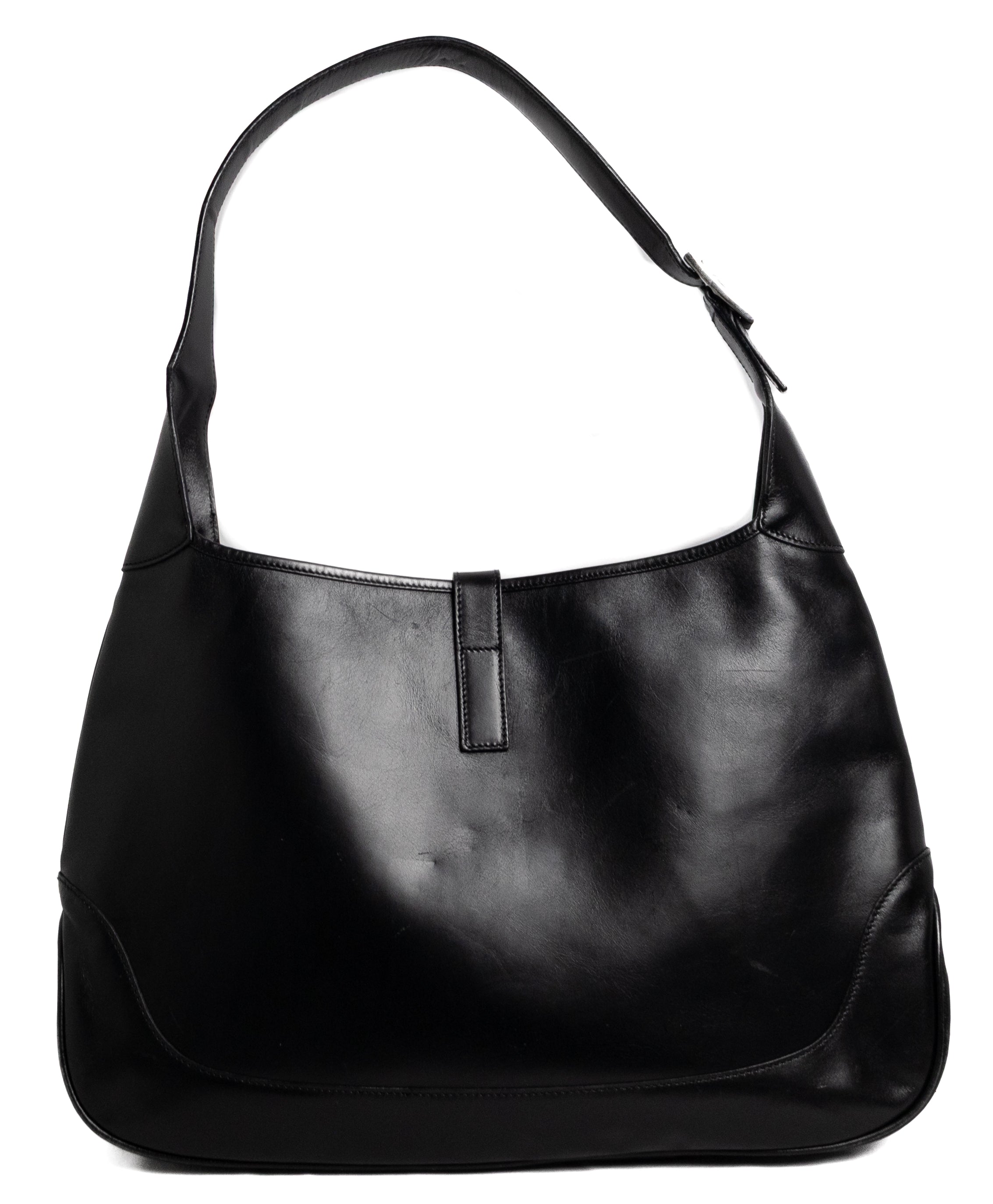 Gucci Jackie 1961 Large Black Box Leather Silver Hardware