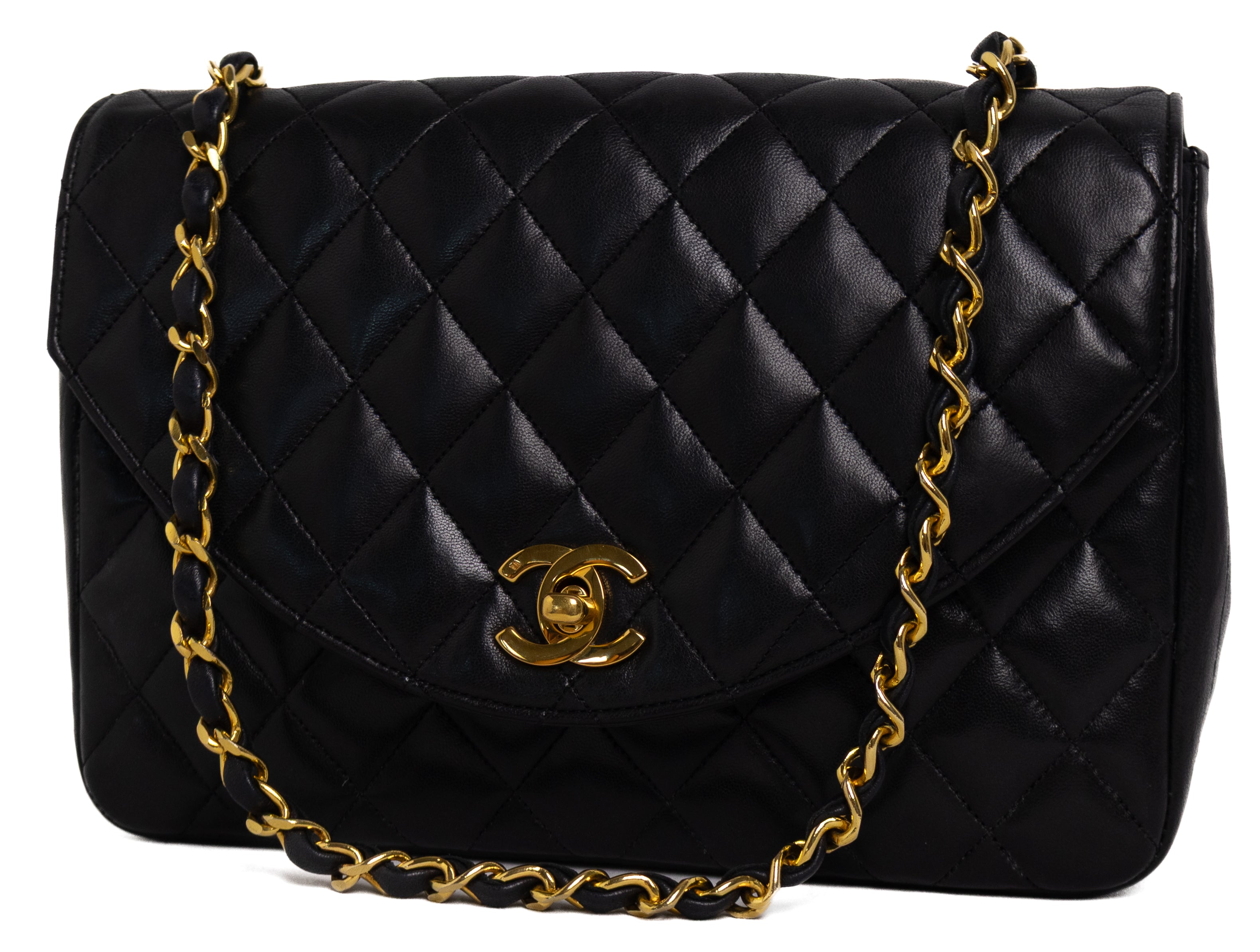 Chanel Half Moon Zwart Lamsleer Goud Hardware