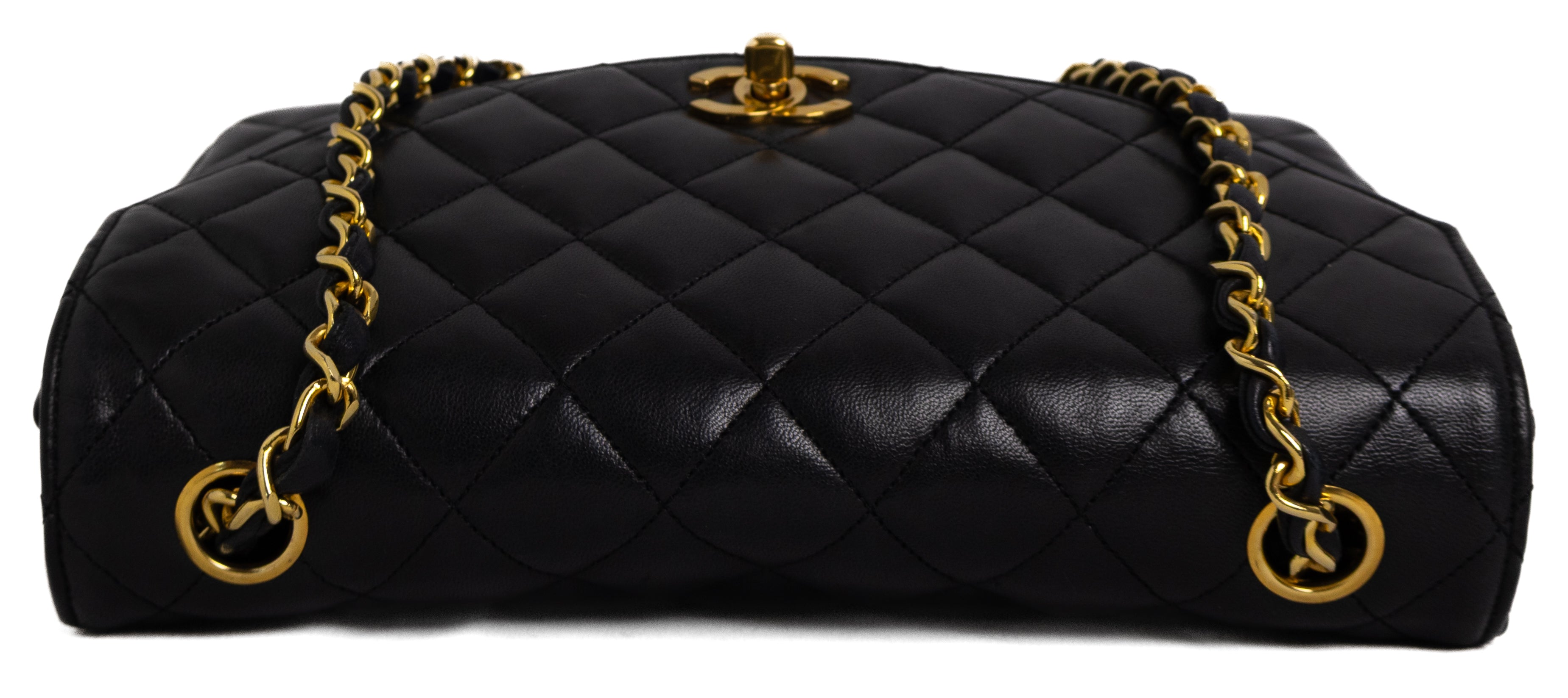 Chanel Half Moon Black Lambskin Gold Hardware