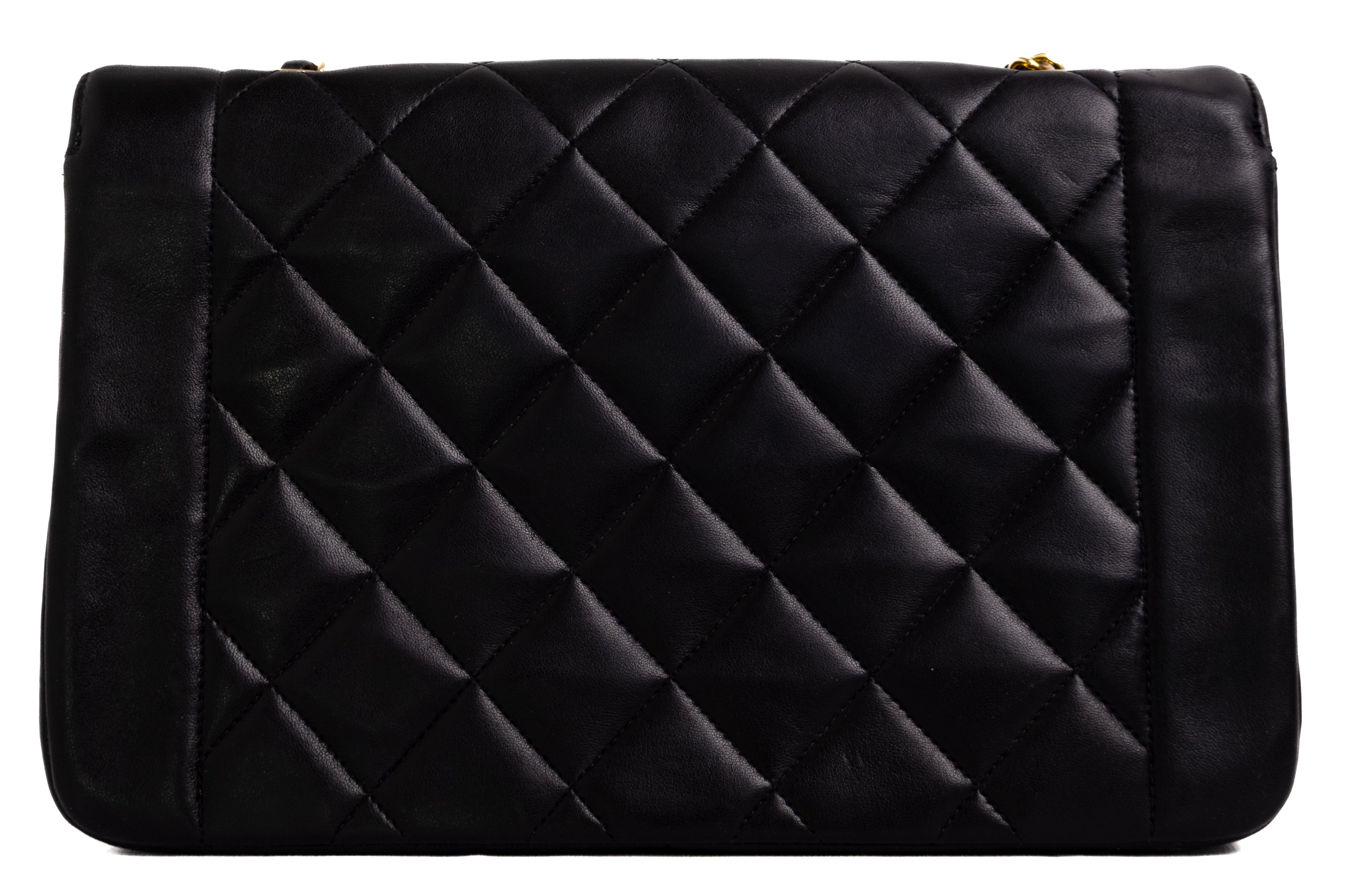 vintage chanel medium diana zwart 4k verguld hardware