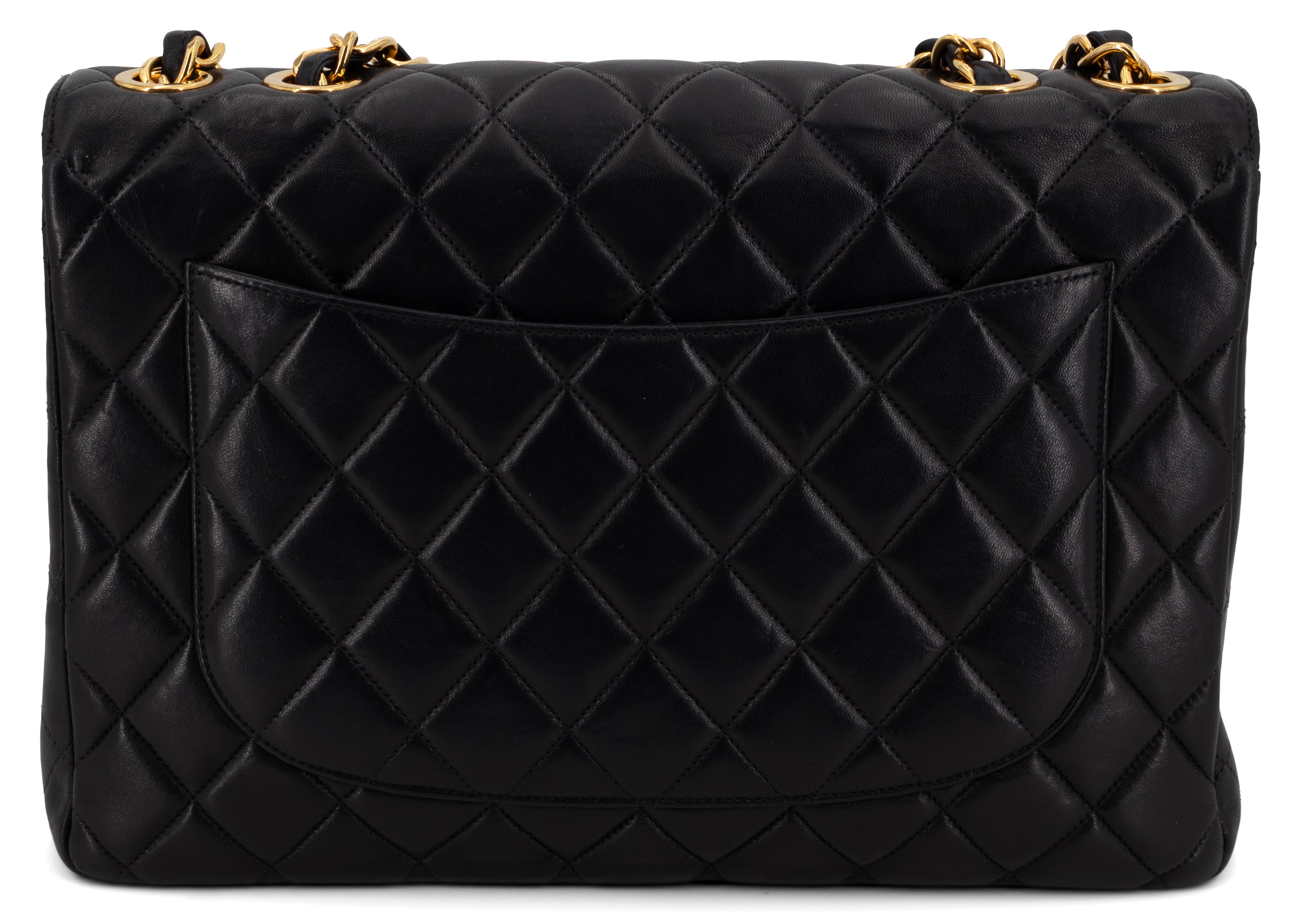 Chanel Jumbo Single Flap Zwart Lamsleer Goud Hardware