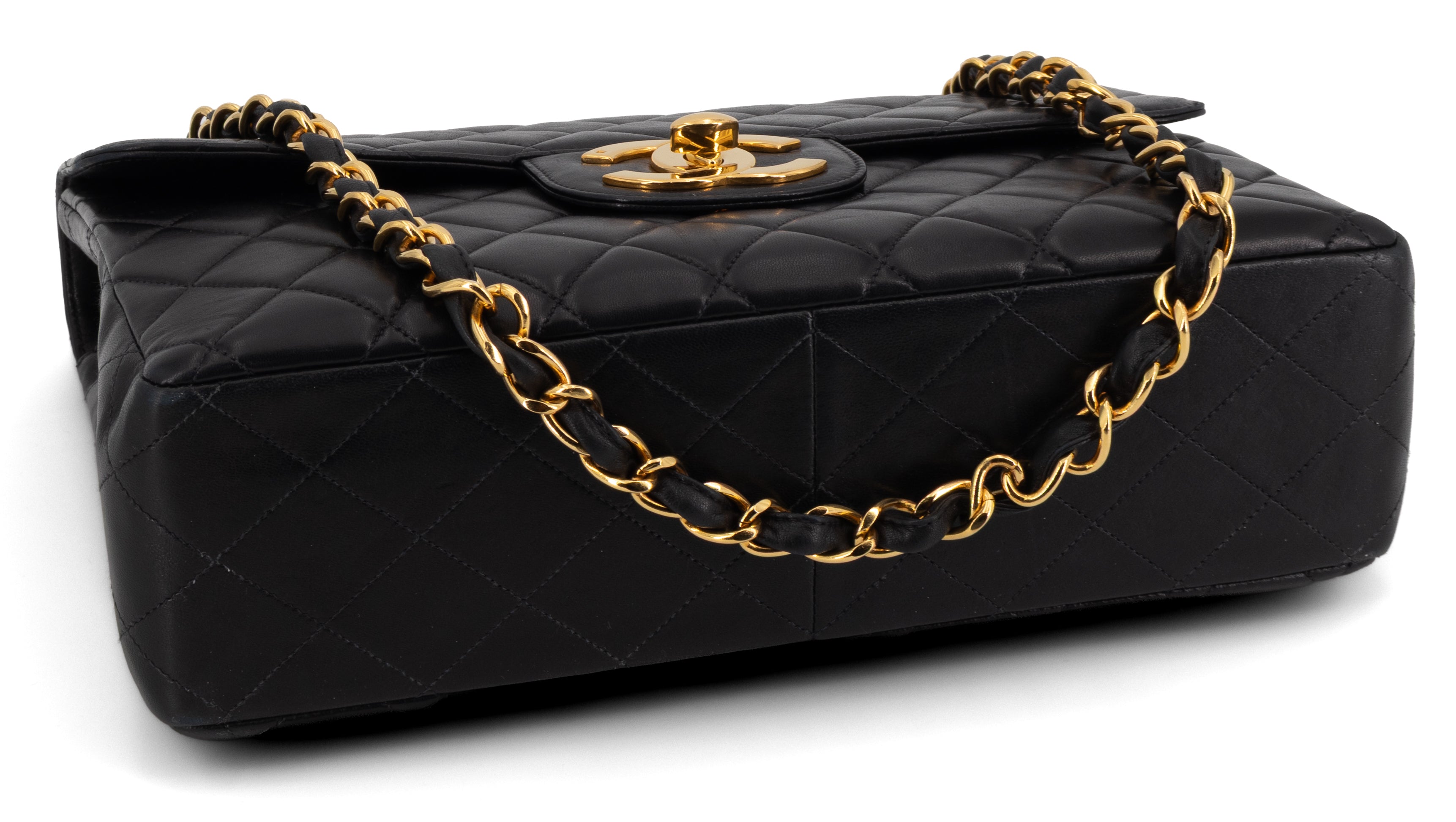 Chanel Jumbo Single Flap Zwart Lamsleer Goud Hardware