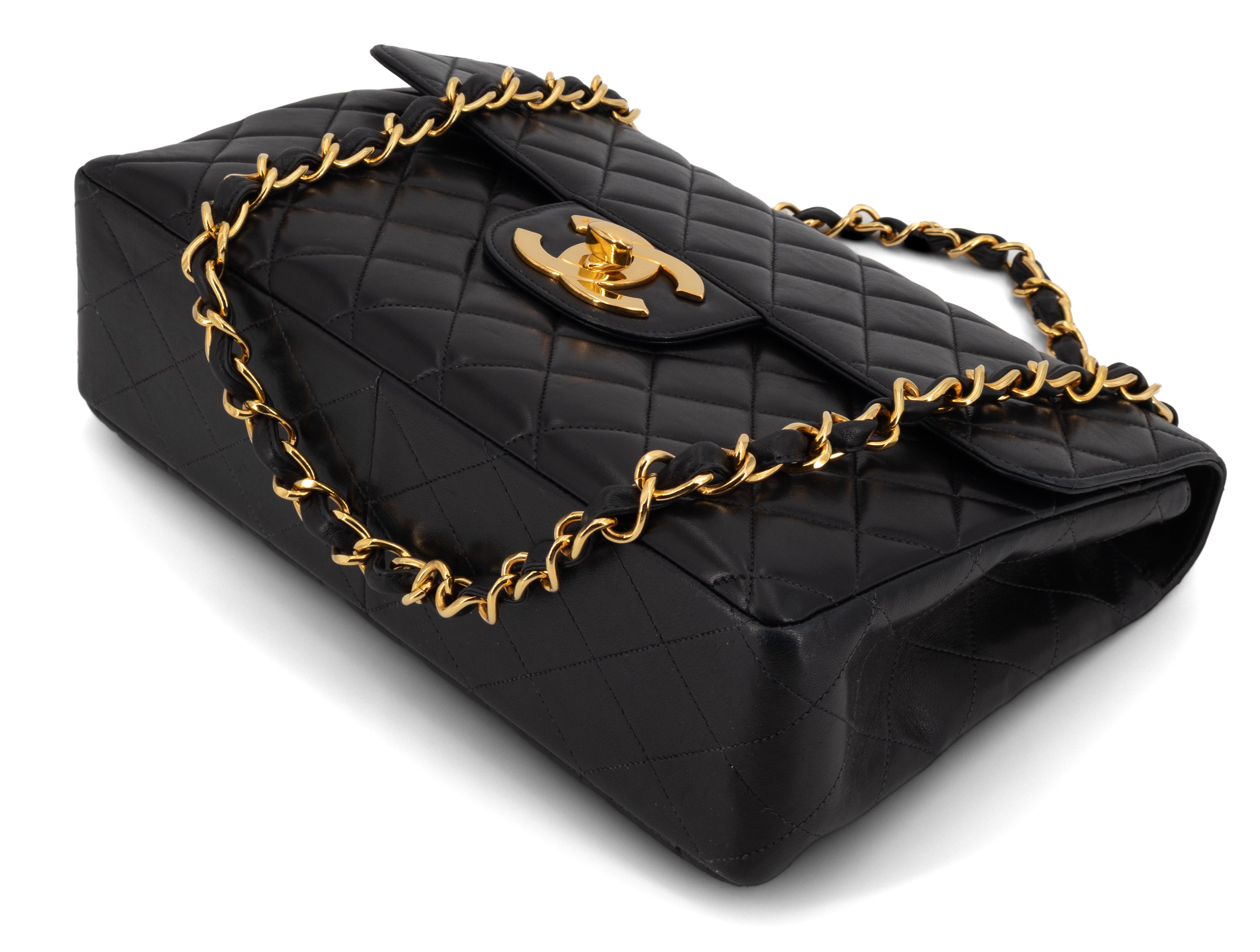 Chanel Jumbo Single Flap Zwart Lamsleer Goud Hardware