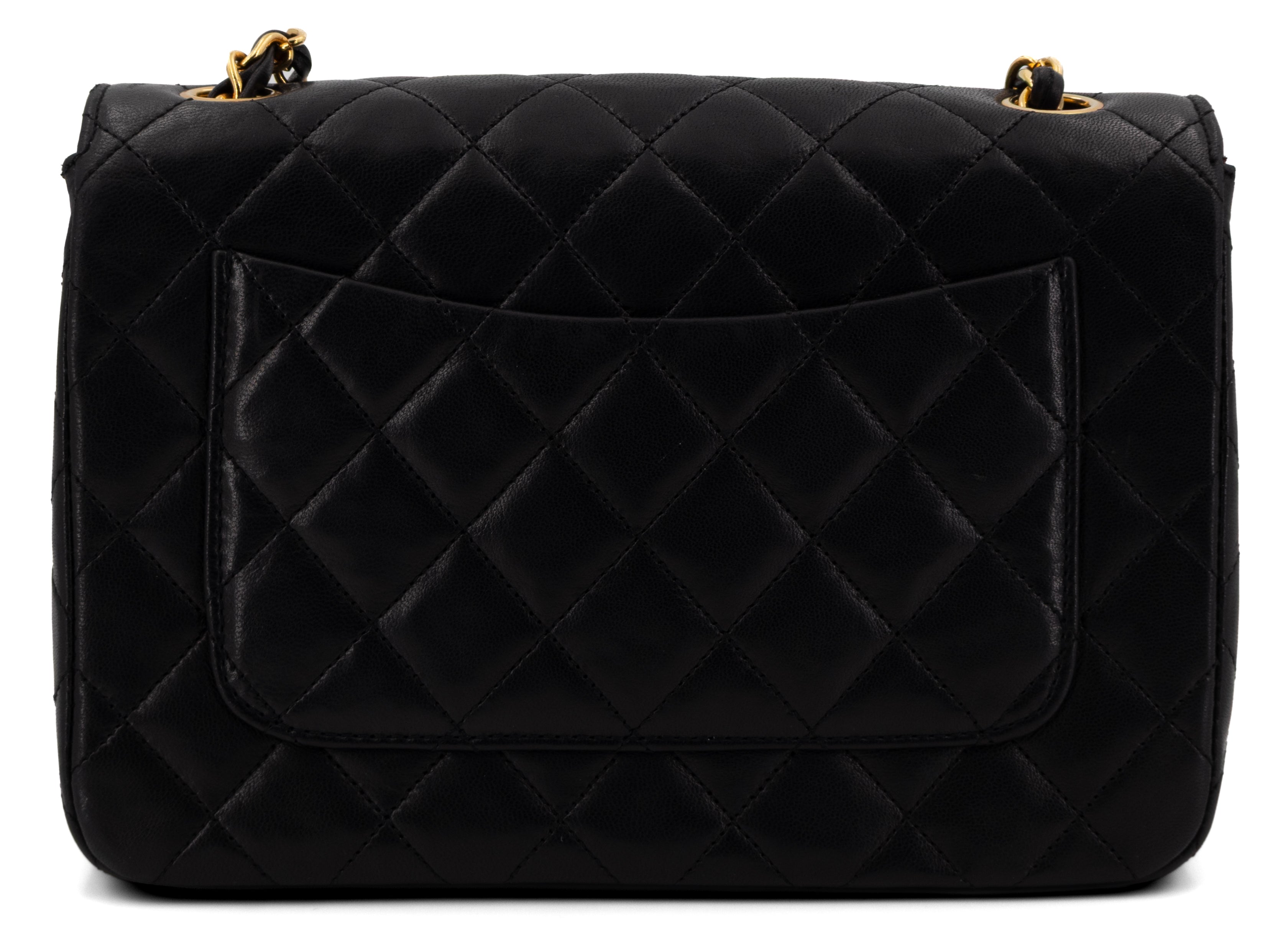 Chanel Full Flap Turn Lock Zwart Lamsleer Goud Hardware