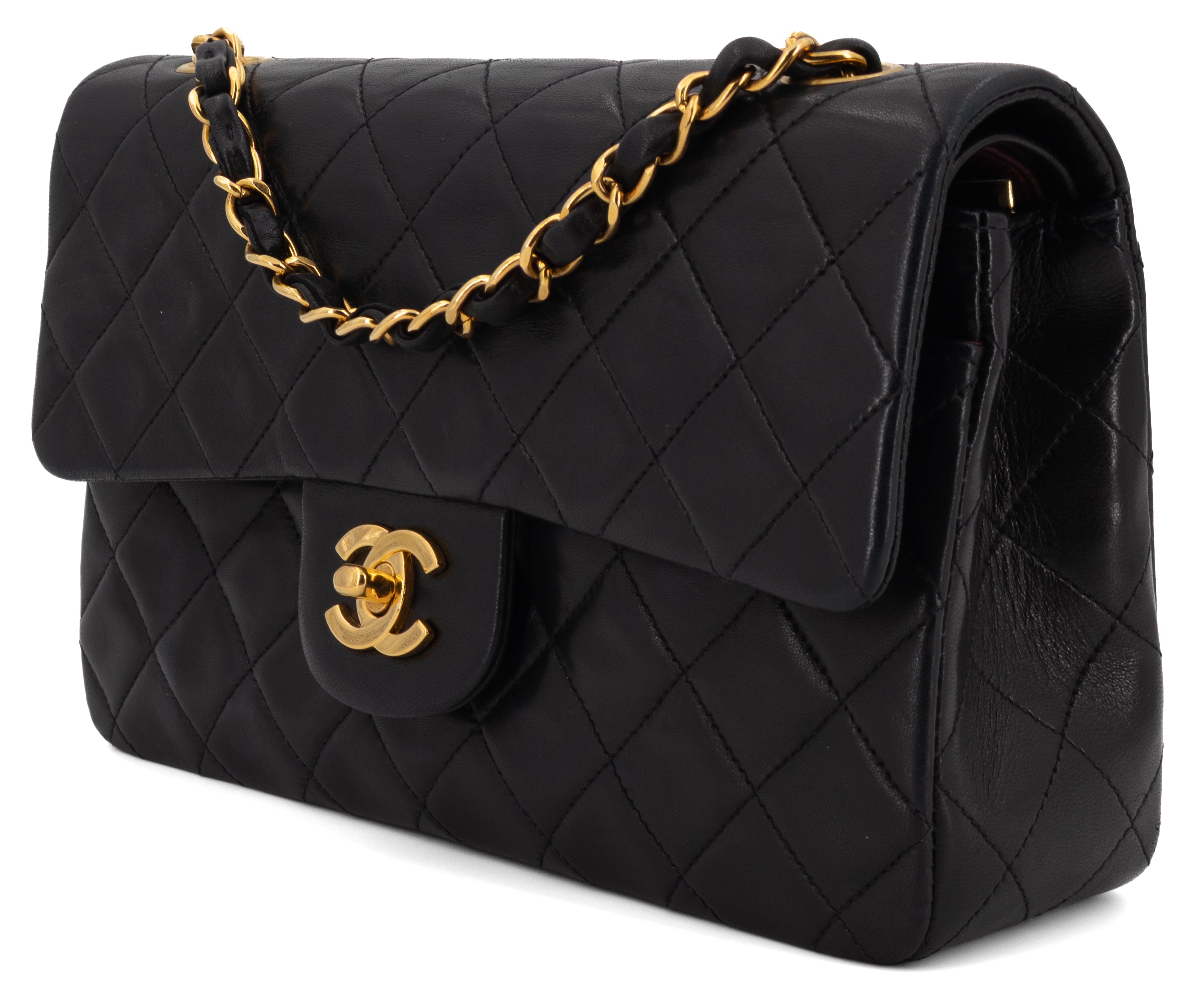Chanel Small Classic Double Flap Zwart Lamsleer Goud Hardware