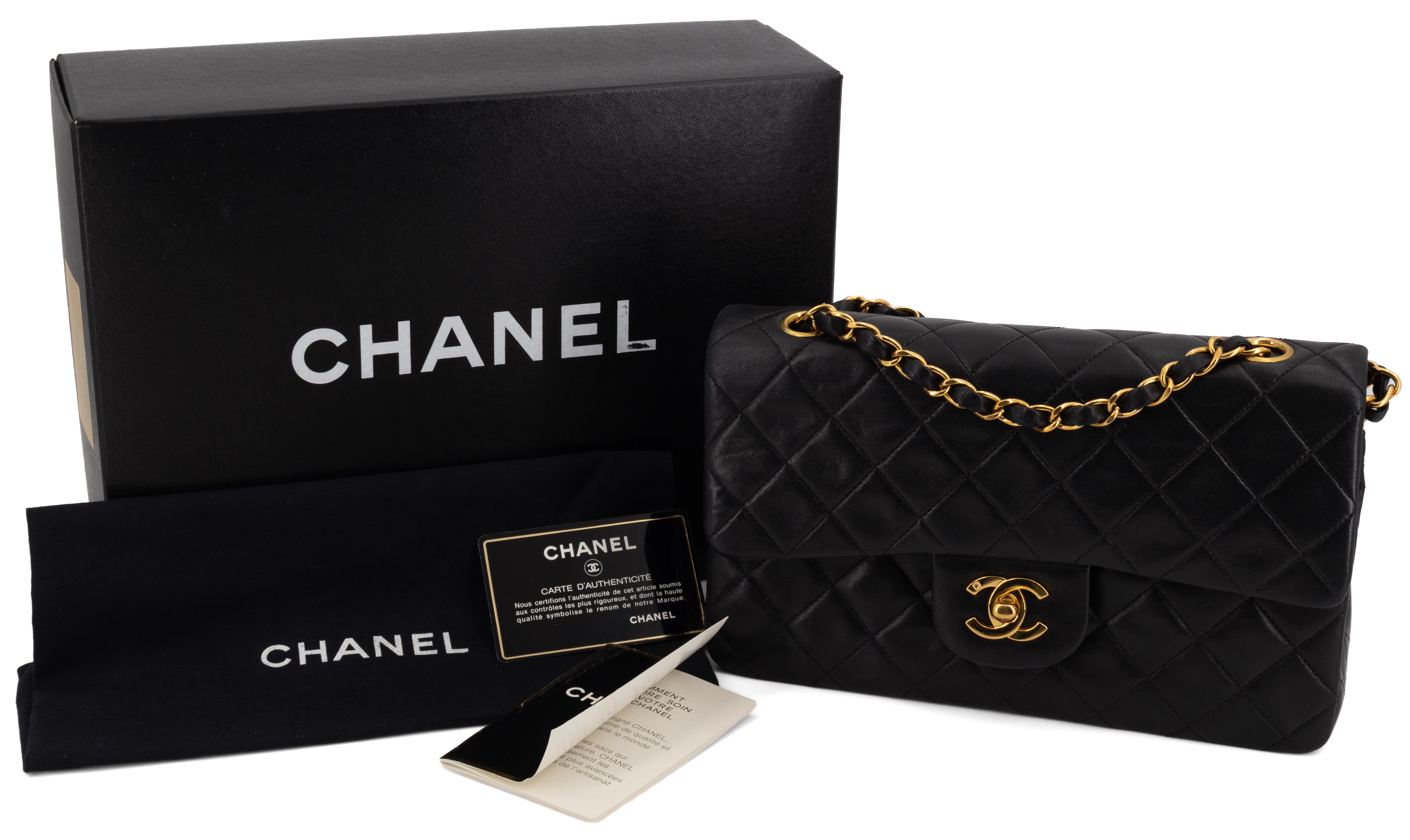 Chanel Small Classic Double Flap Zwart Lamsleer Goud Hardware