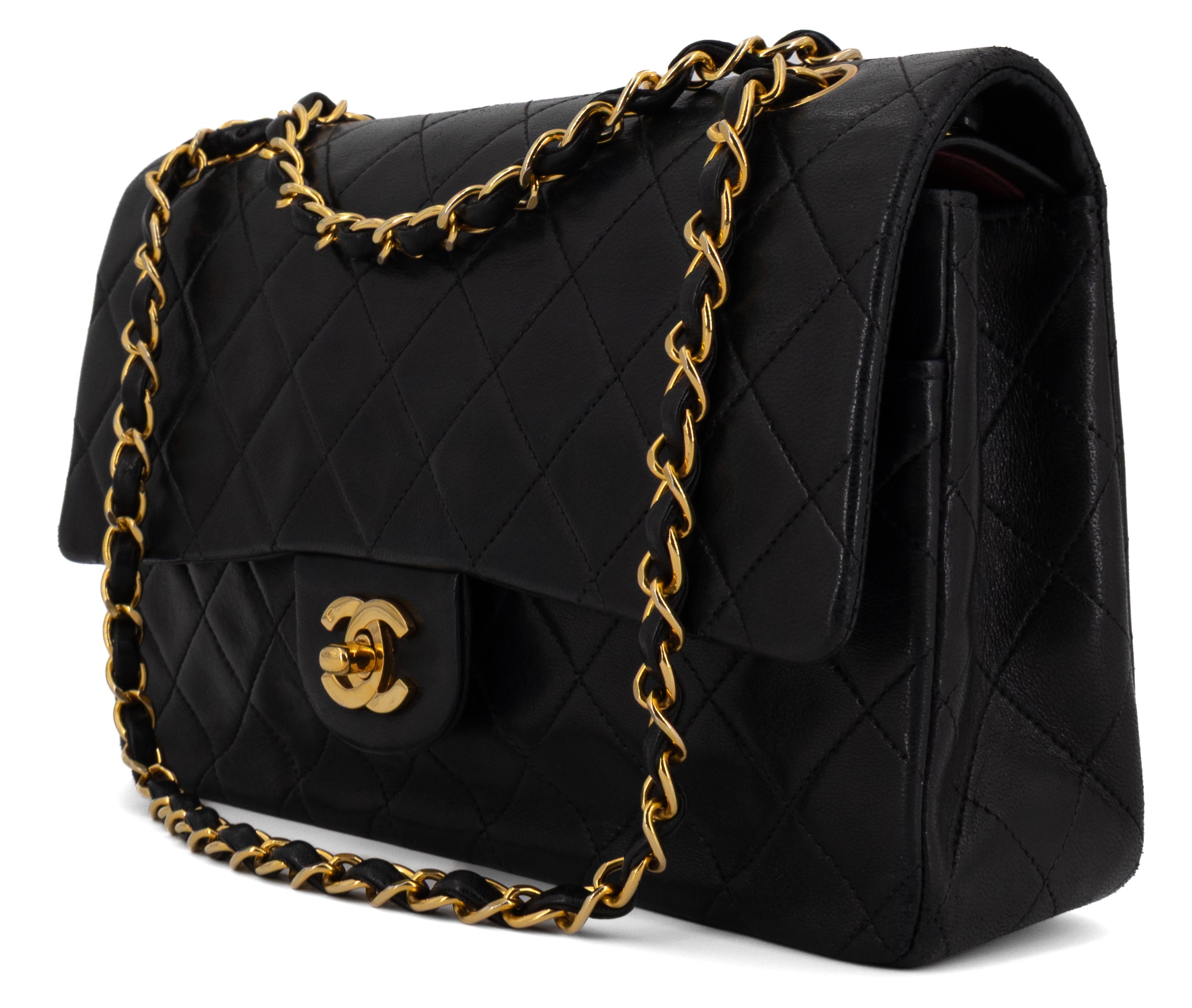 Chanel Medium Classic Double Flap Zwart Lamsleer Goud Hardware