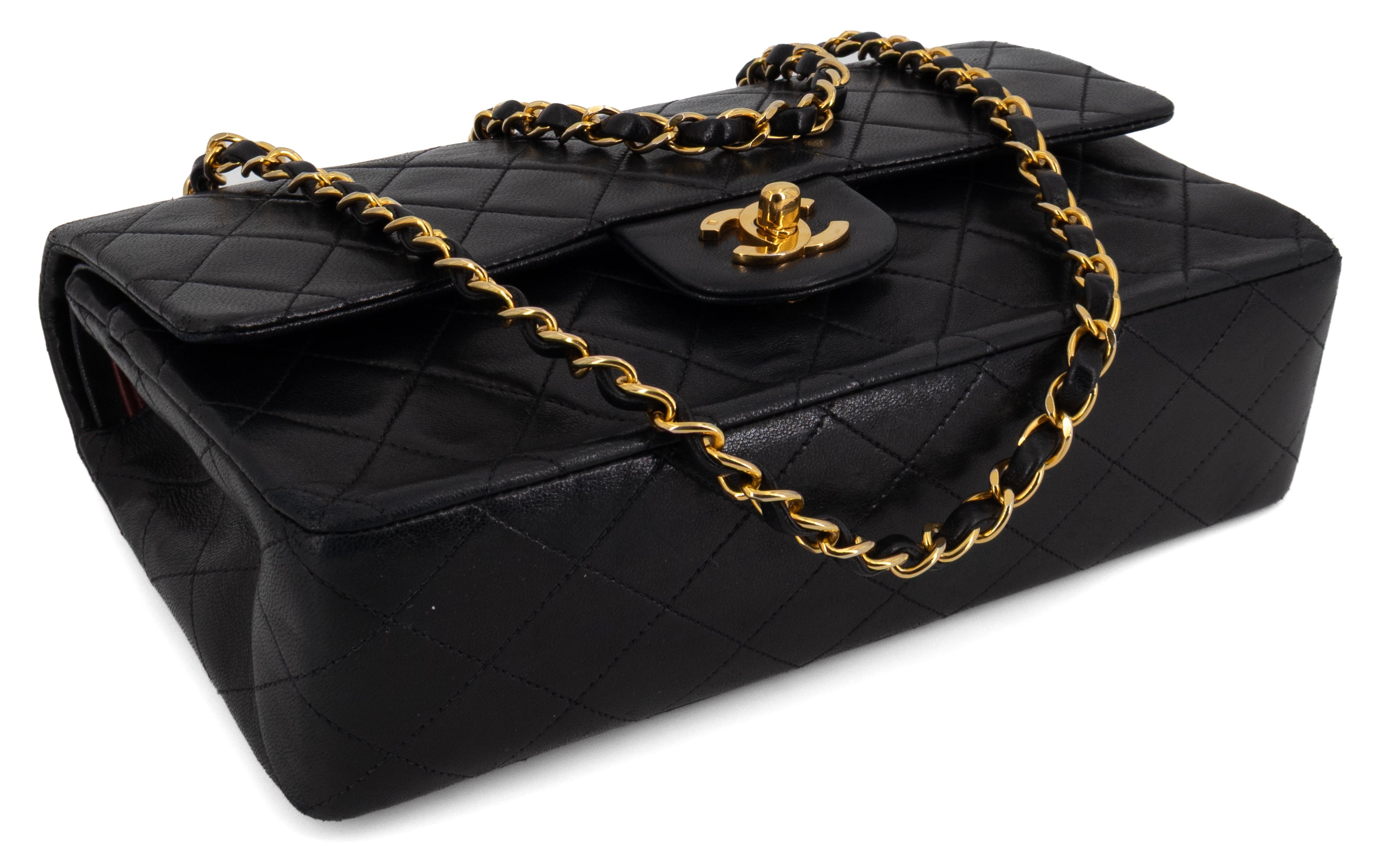 Chanel Medium Classic Double Flap Zwart Lamsleer Goud Hardware