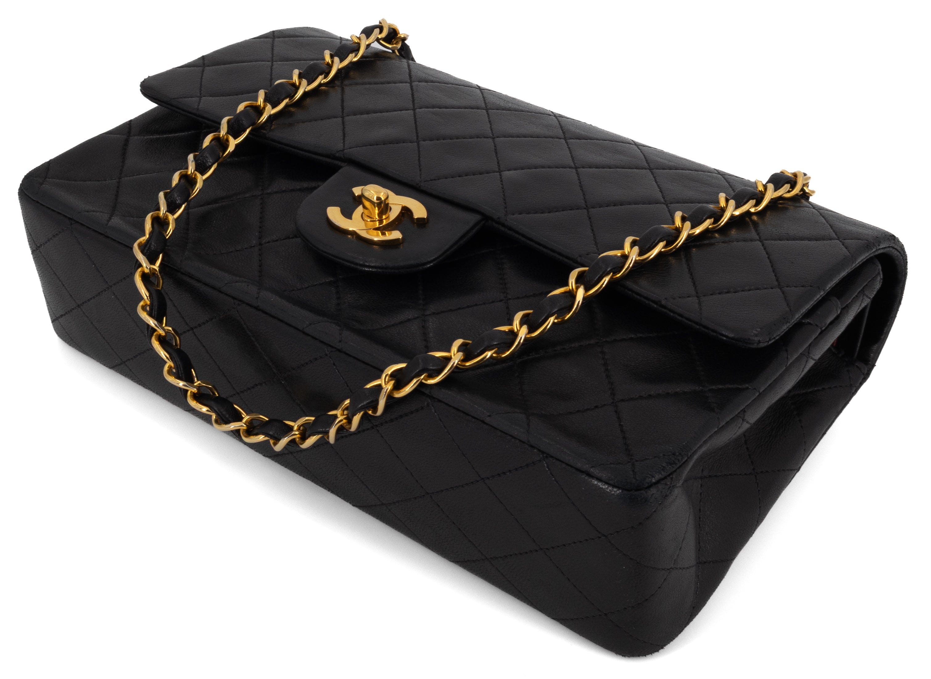 Chanel Medium Classic Double Flap Zwart Lamsleer Goud Hardware