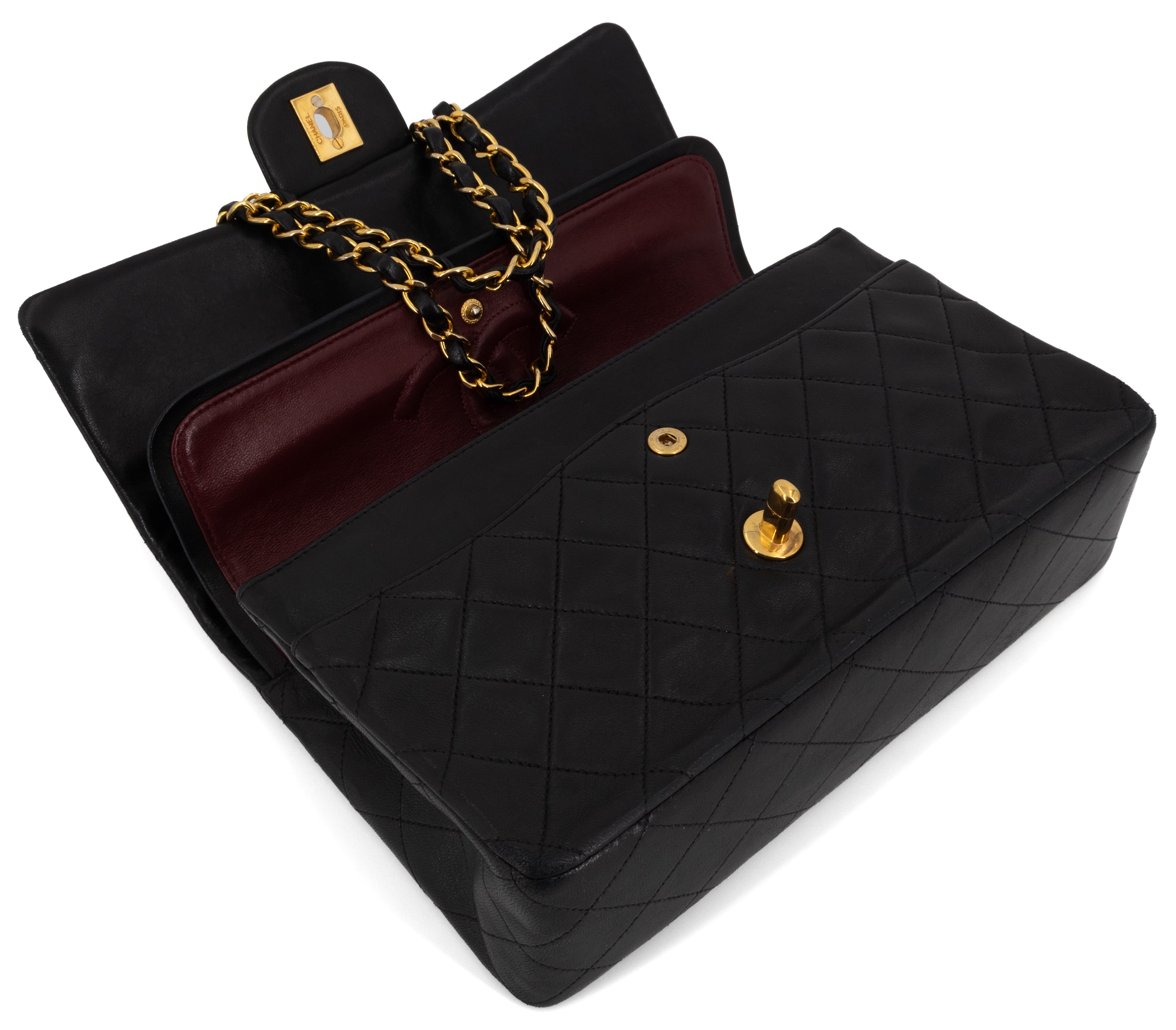 Chanel Medium Classic Double Flap Zwart Lamsleer Goud Hardware