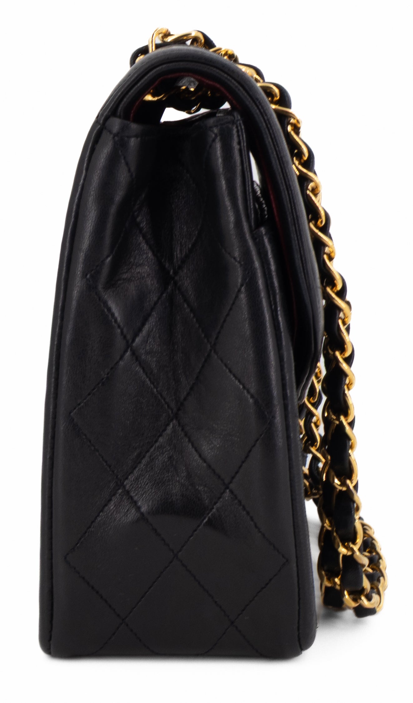 Chanel Single Flap Zwart Lamsleer Goud Hardware