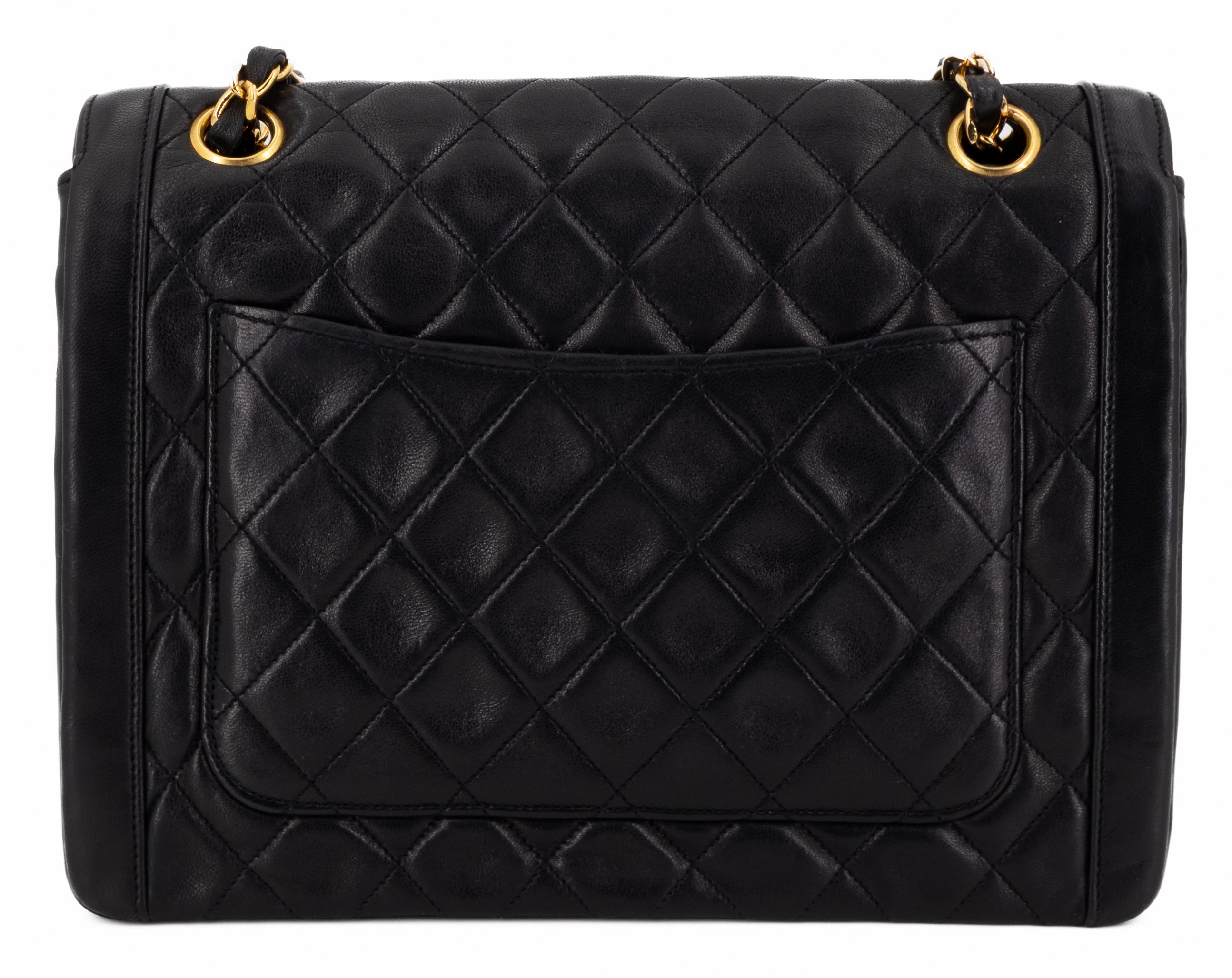Chanel Single Flap Zwart Lamsleer Goud Hardware