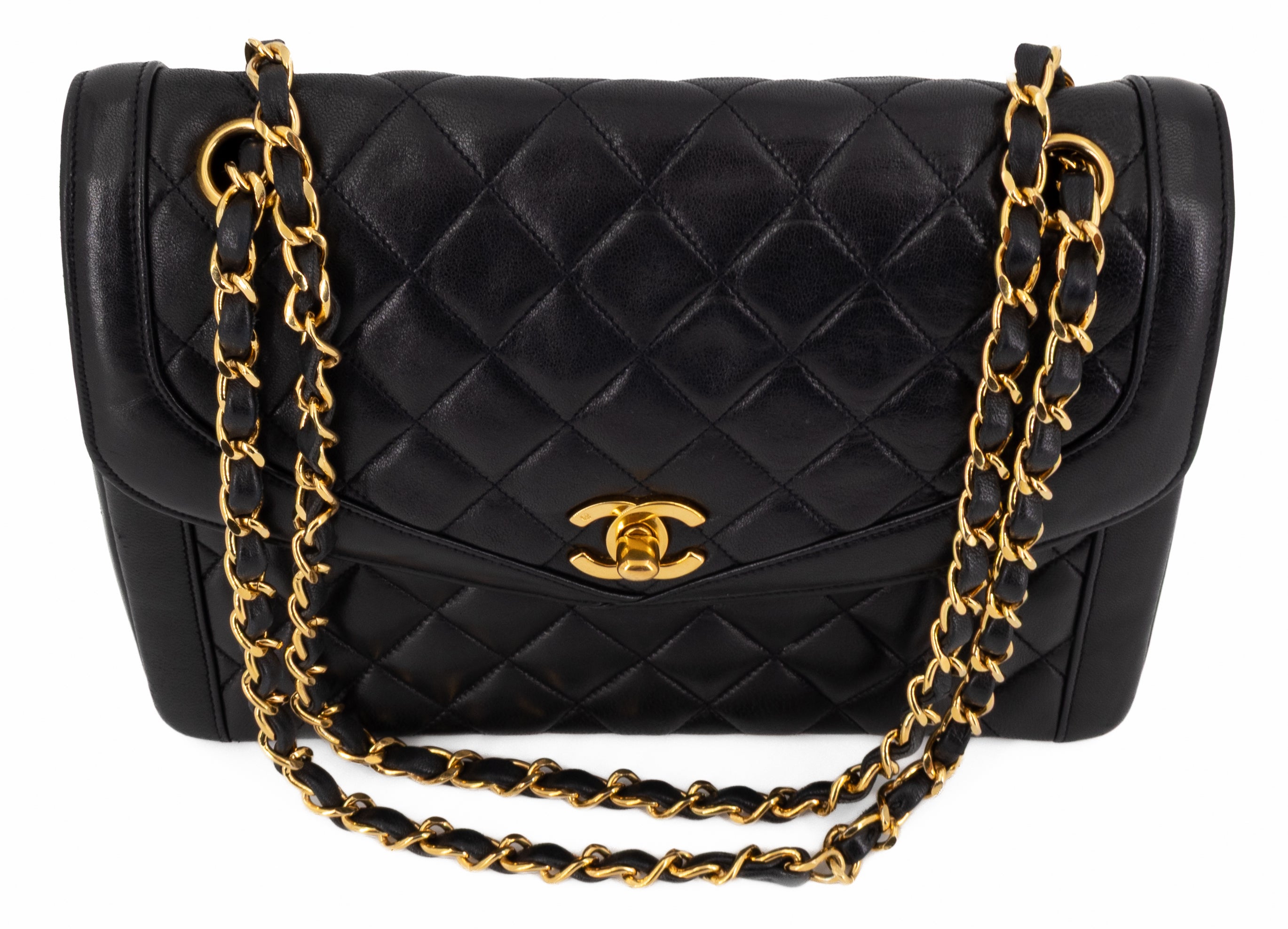 Chanel Single Flap Zwart Lamsleer Goud Hardware
