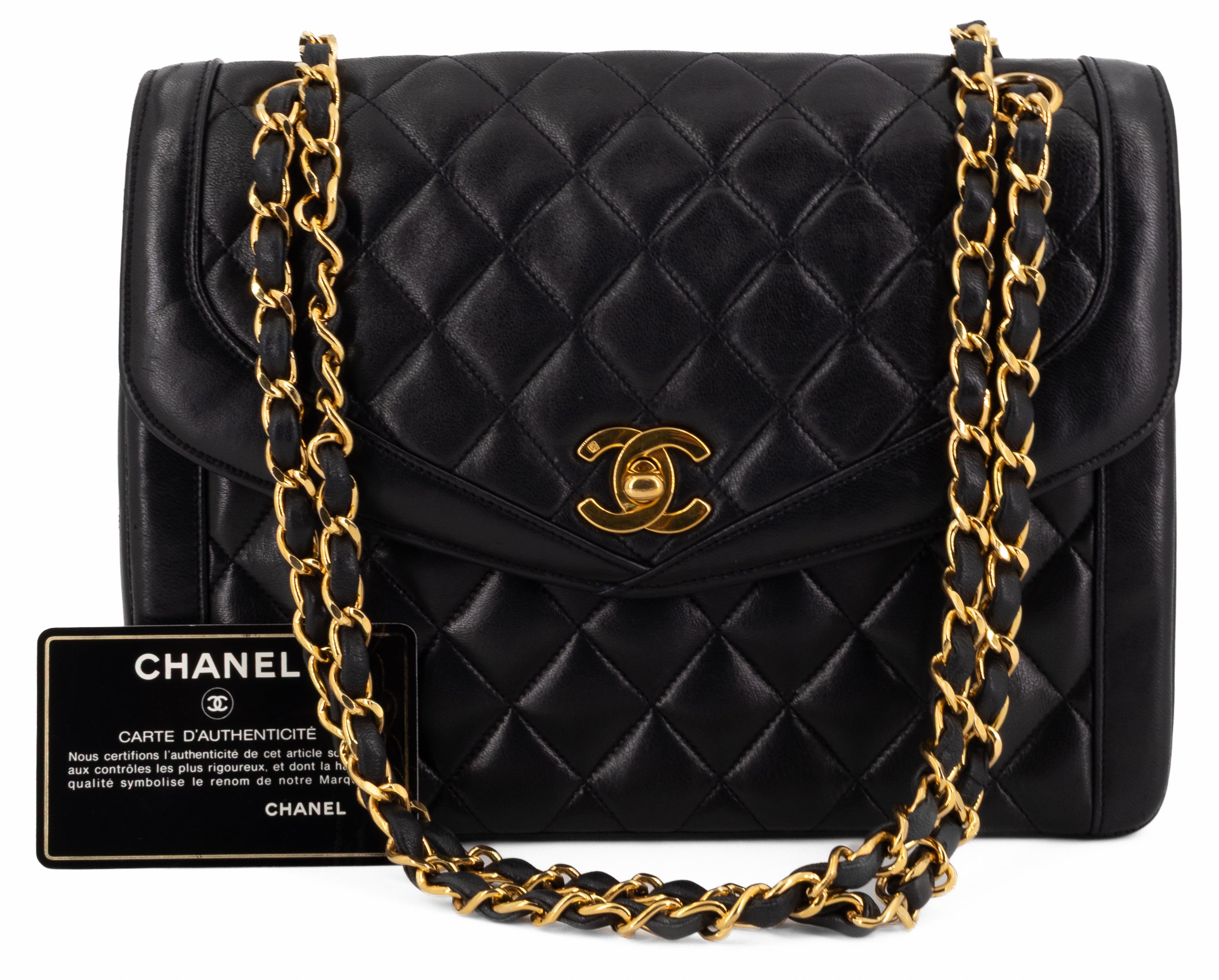 Chanel Single Flap Zwart Lamsleer Goud Hardware
