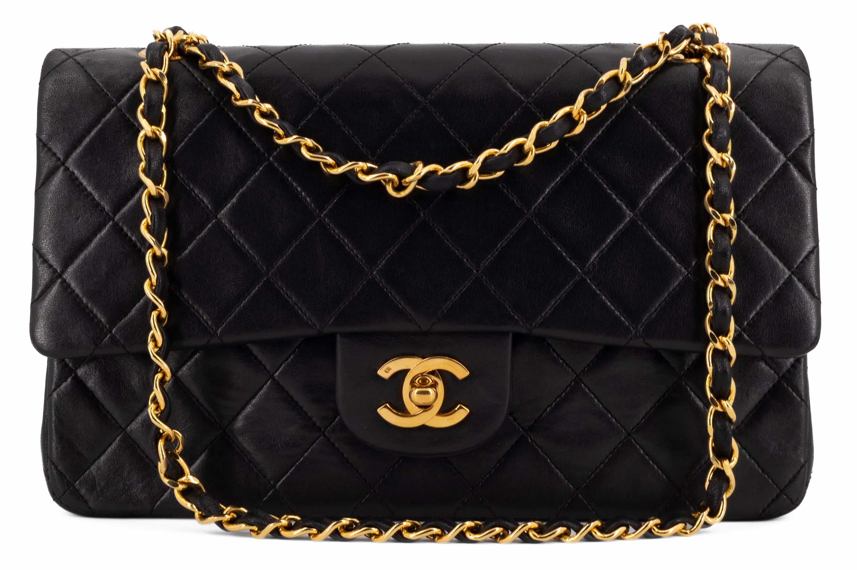 Chanel Medium Classic Double Flap Zwart Lamsleer Goud Hardware