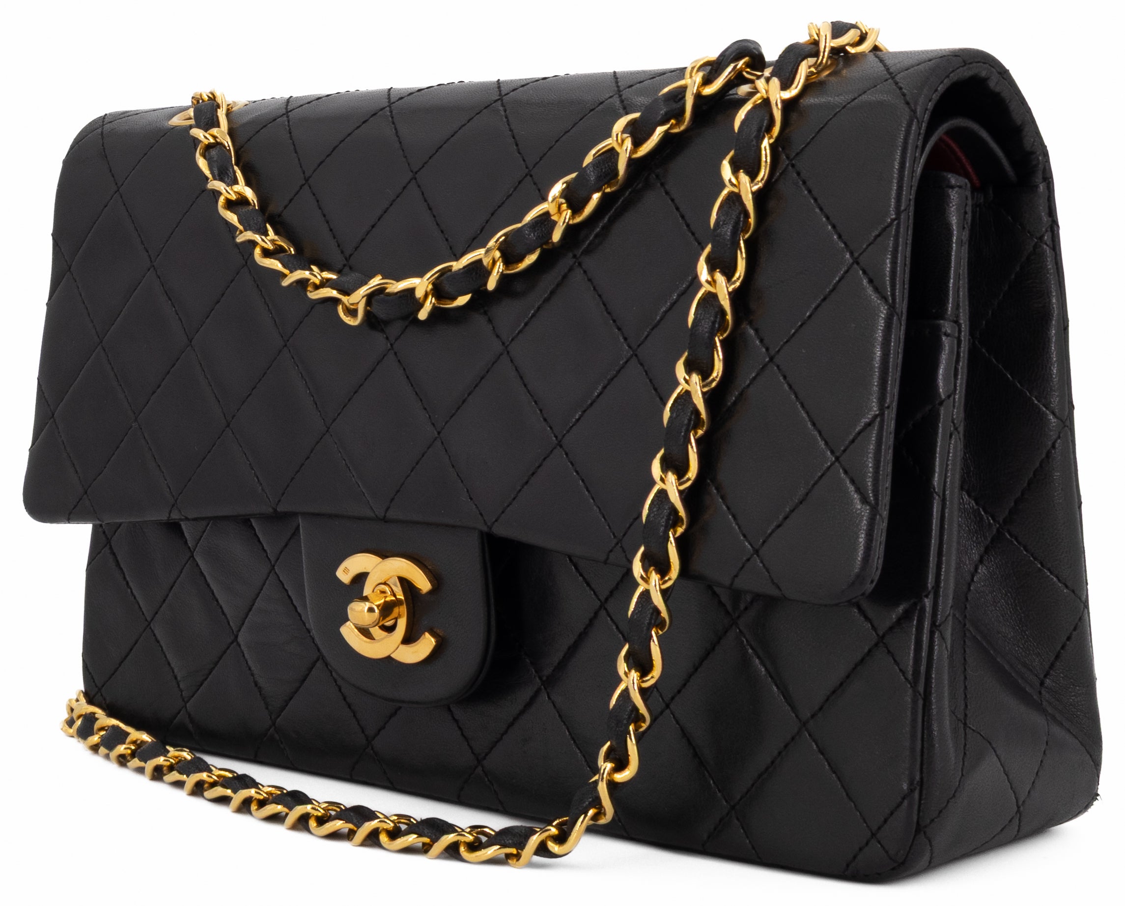 Chanel Medium Classic Double Flap Zwart Lamsleer Goud Hardware