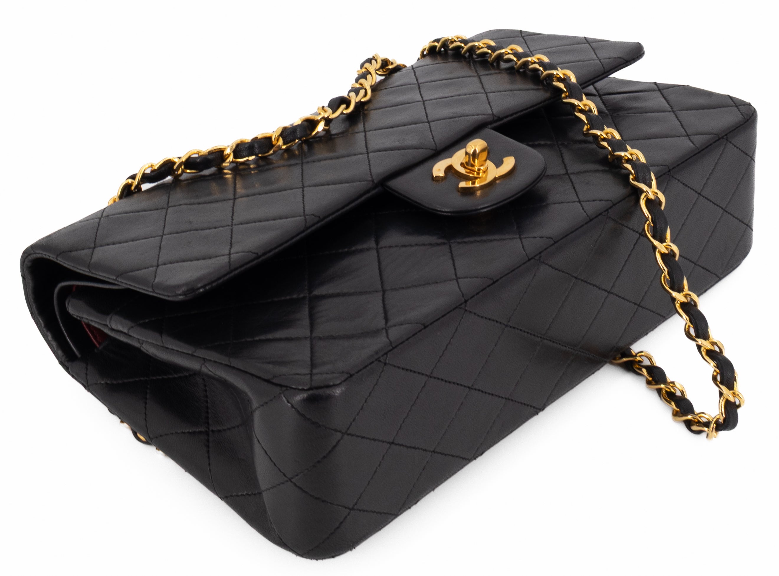 Chanel Medium Classic Double Flap Zwart Lamsleer Goud Hardware